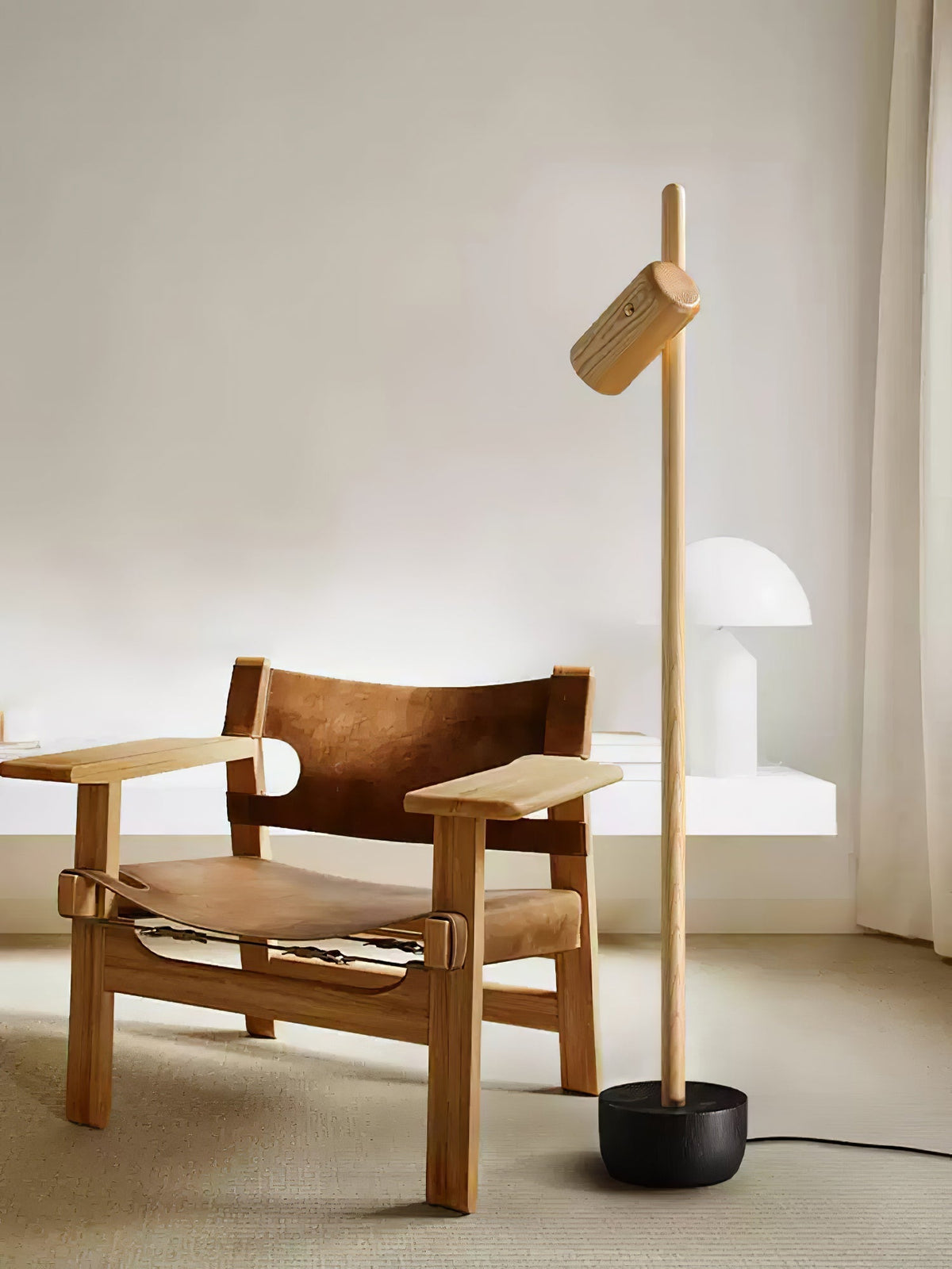 Rinisina vloerlamp met spotverlichting van hout