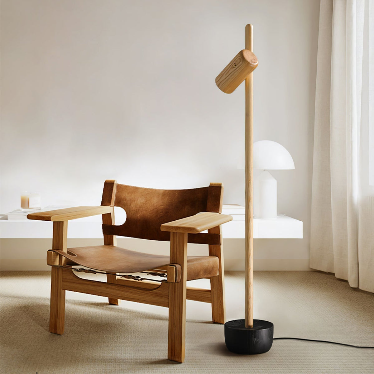 Rinisina vloerlamp met spotverlichting van hout