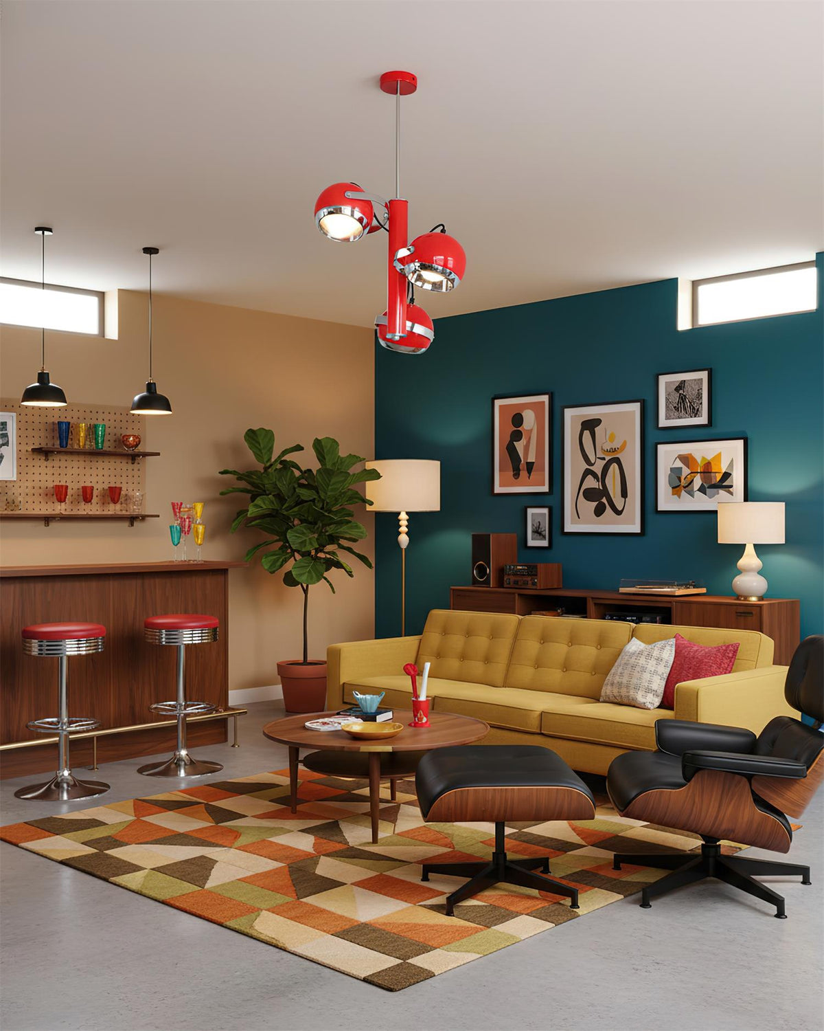 Sorenelle hanglamp Rood Metaal