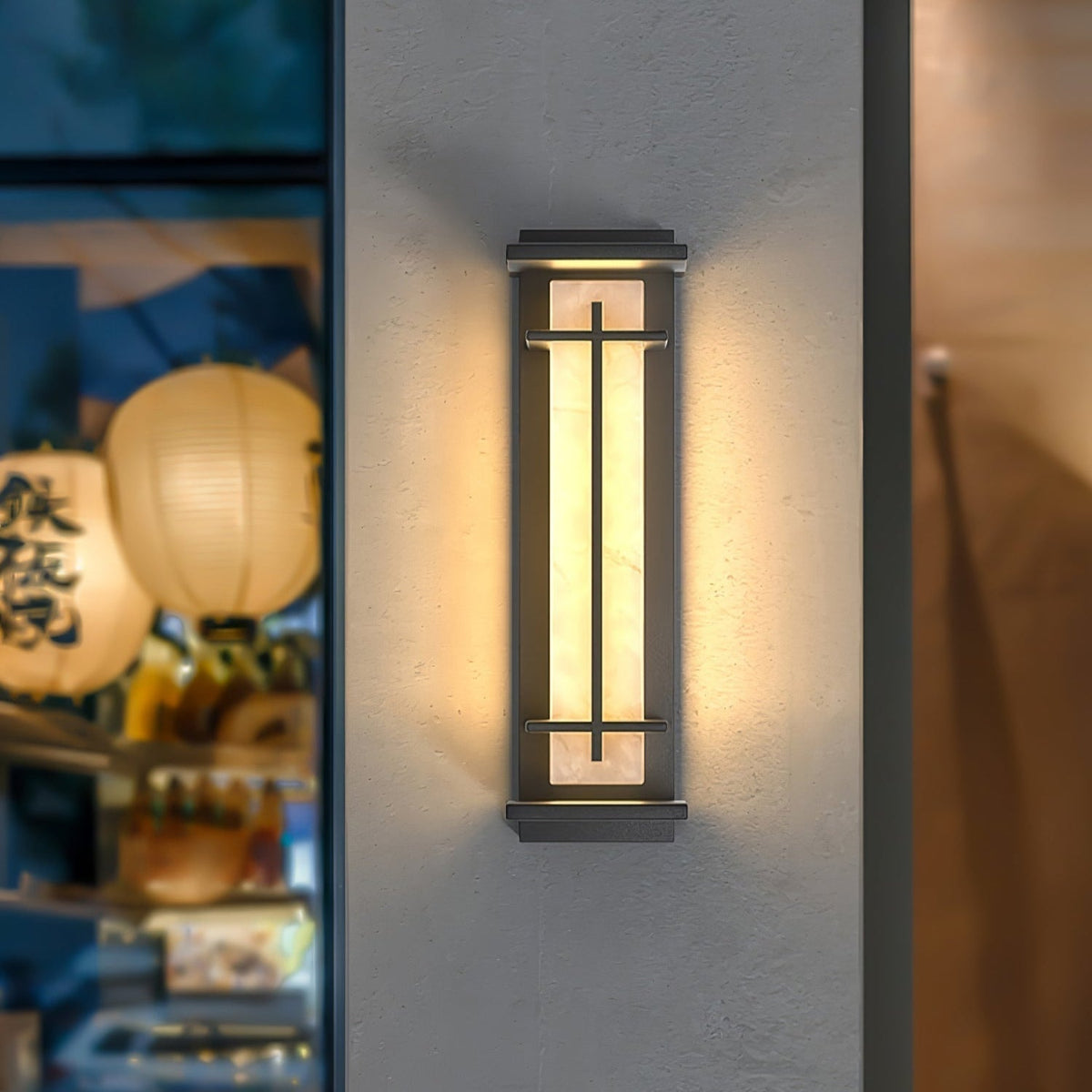 Avenirette vierkante waterdichte buitenwandlamp met imitatie van albast