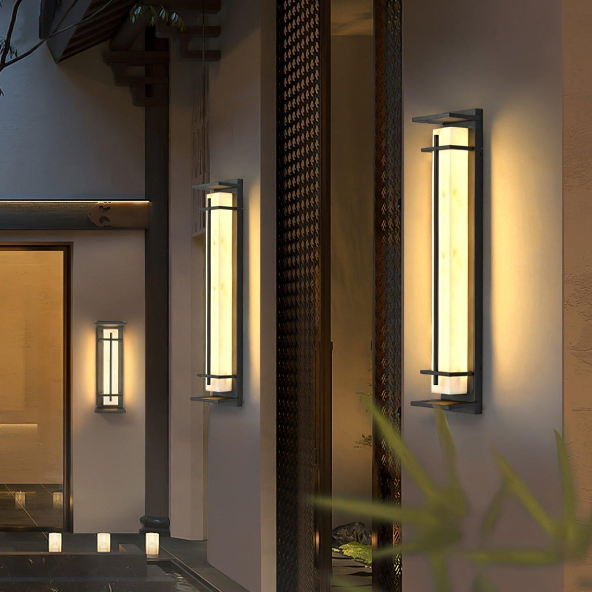 Avenirette vierkante waterdichte buitenwandlamp met imitatie van albast