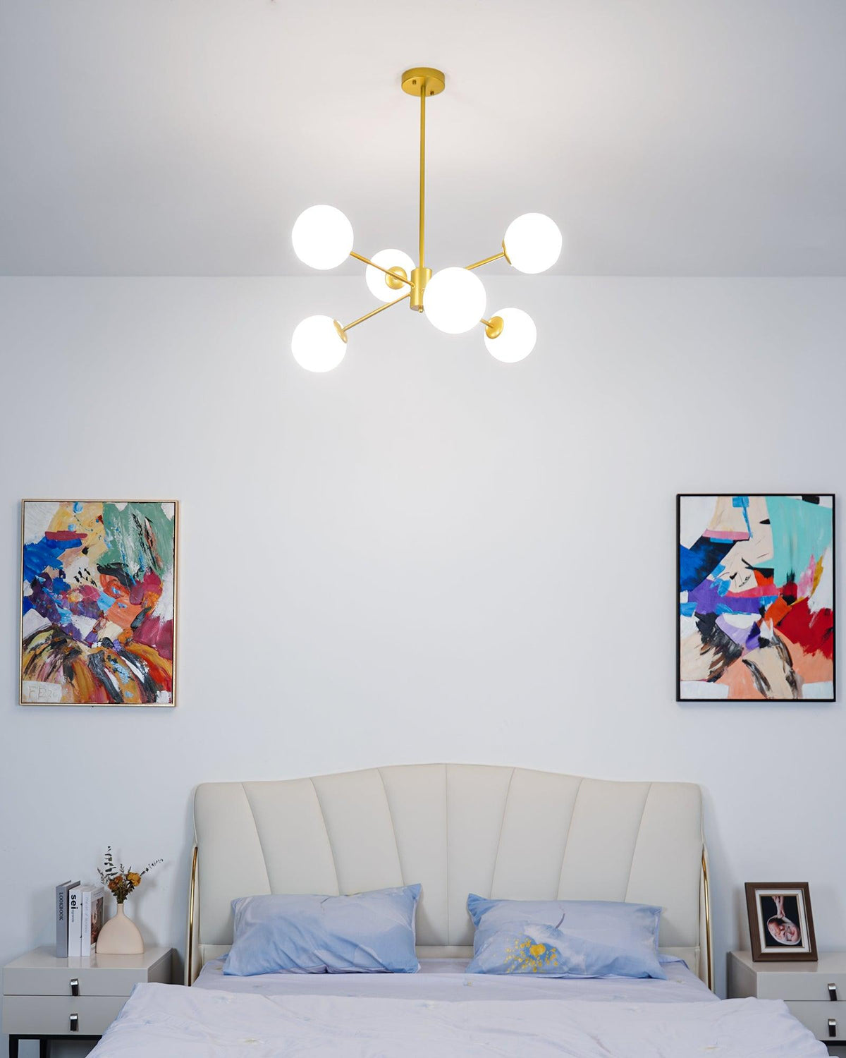 Aristin kroonluchter met gestaggerd glas 6-verlichting