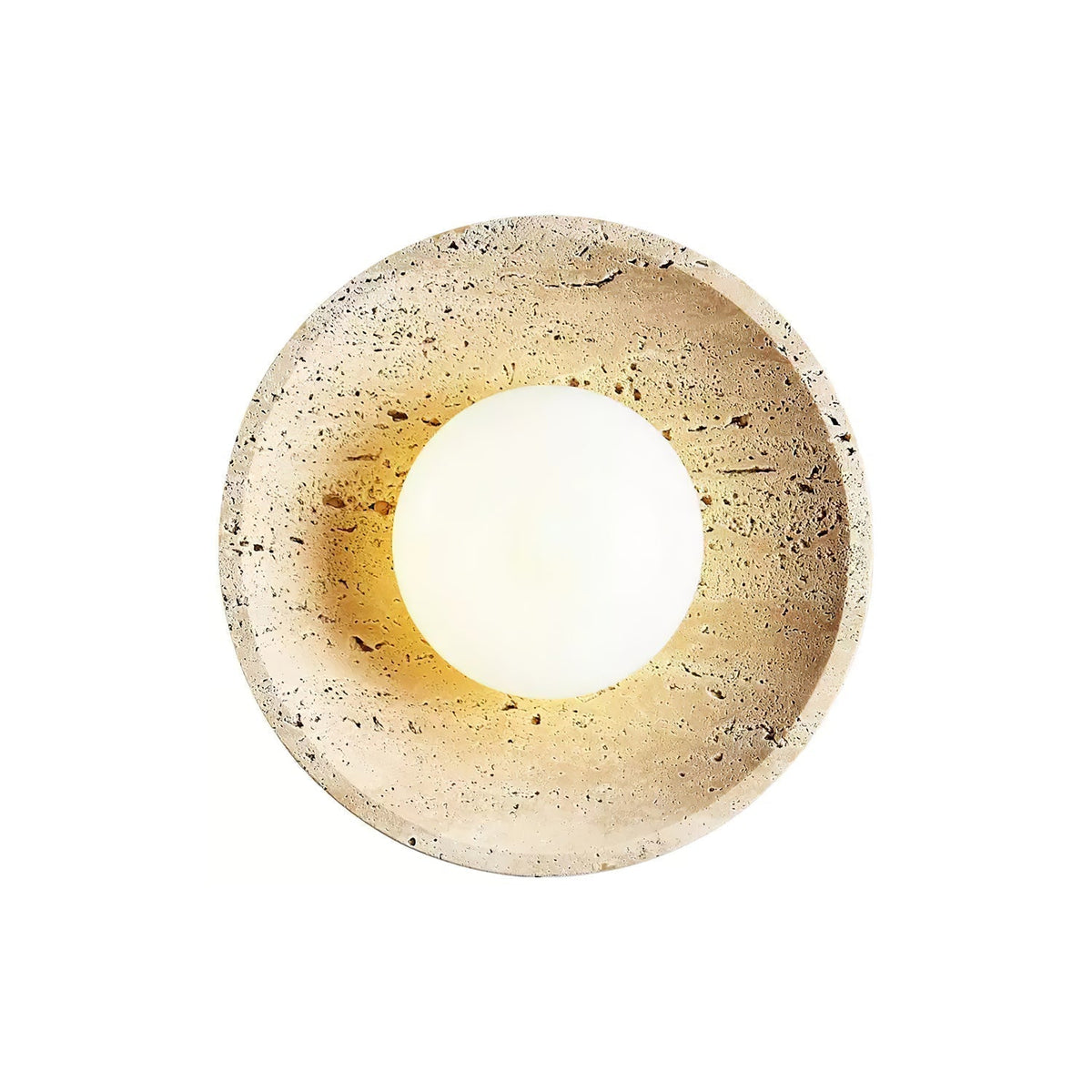 Tavik wandlamp met komvormig travertinframe