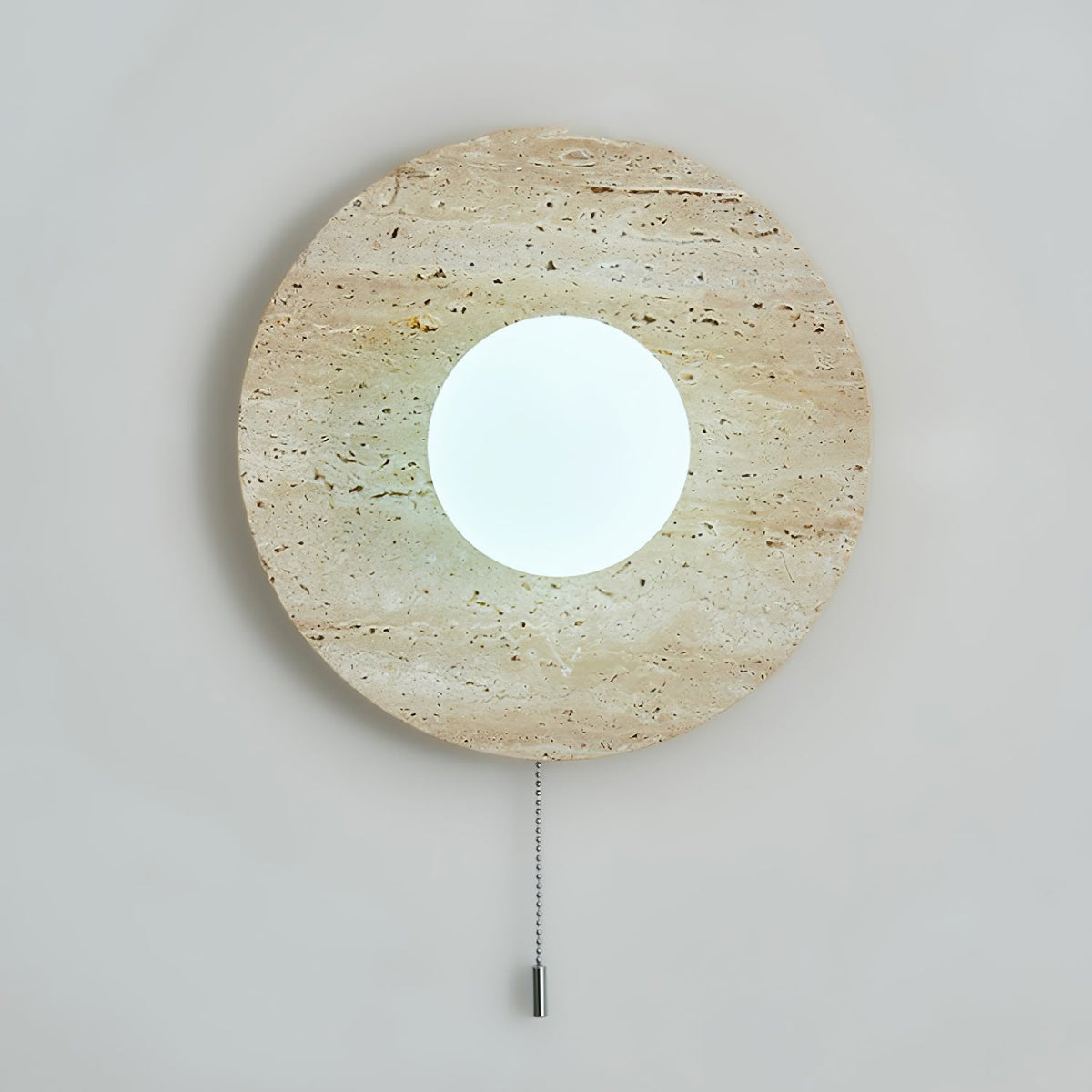 Tavik wandlamp met komvormig travertinframe