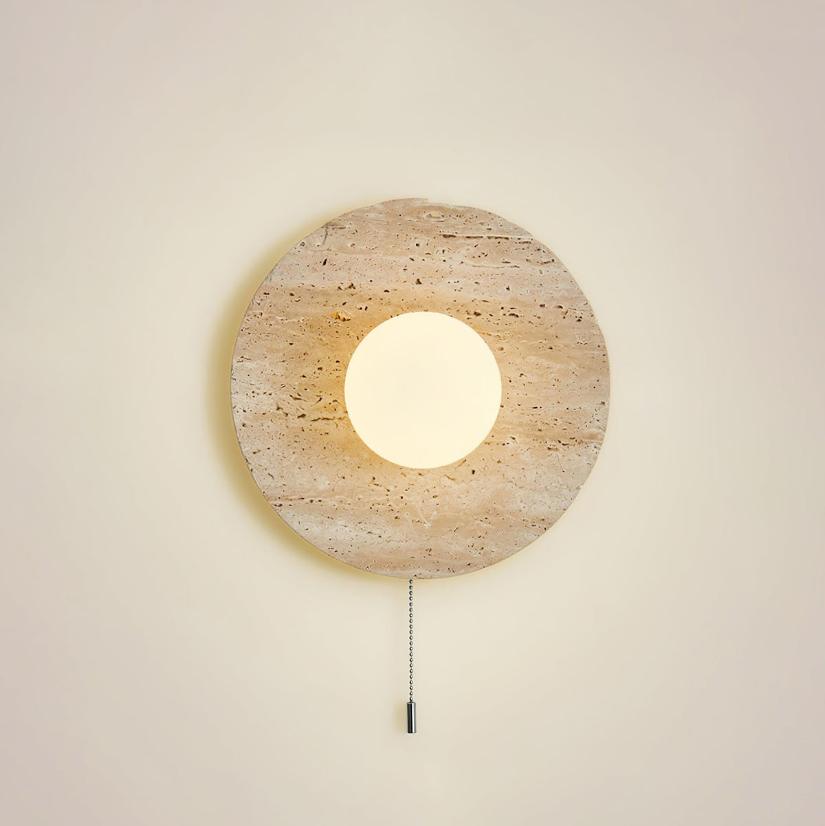 Tavik wandlamp met komvormig travertinframe