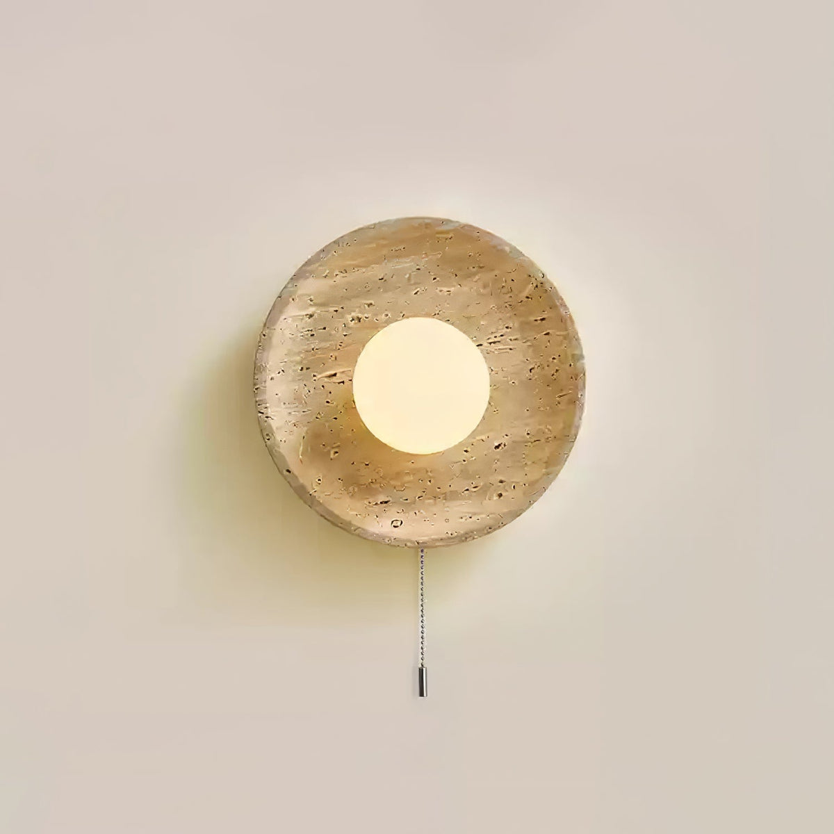 Tavik wandlamp met komvormig travertinframe