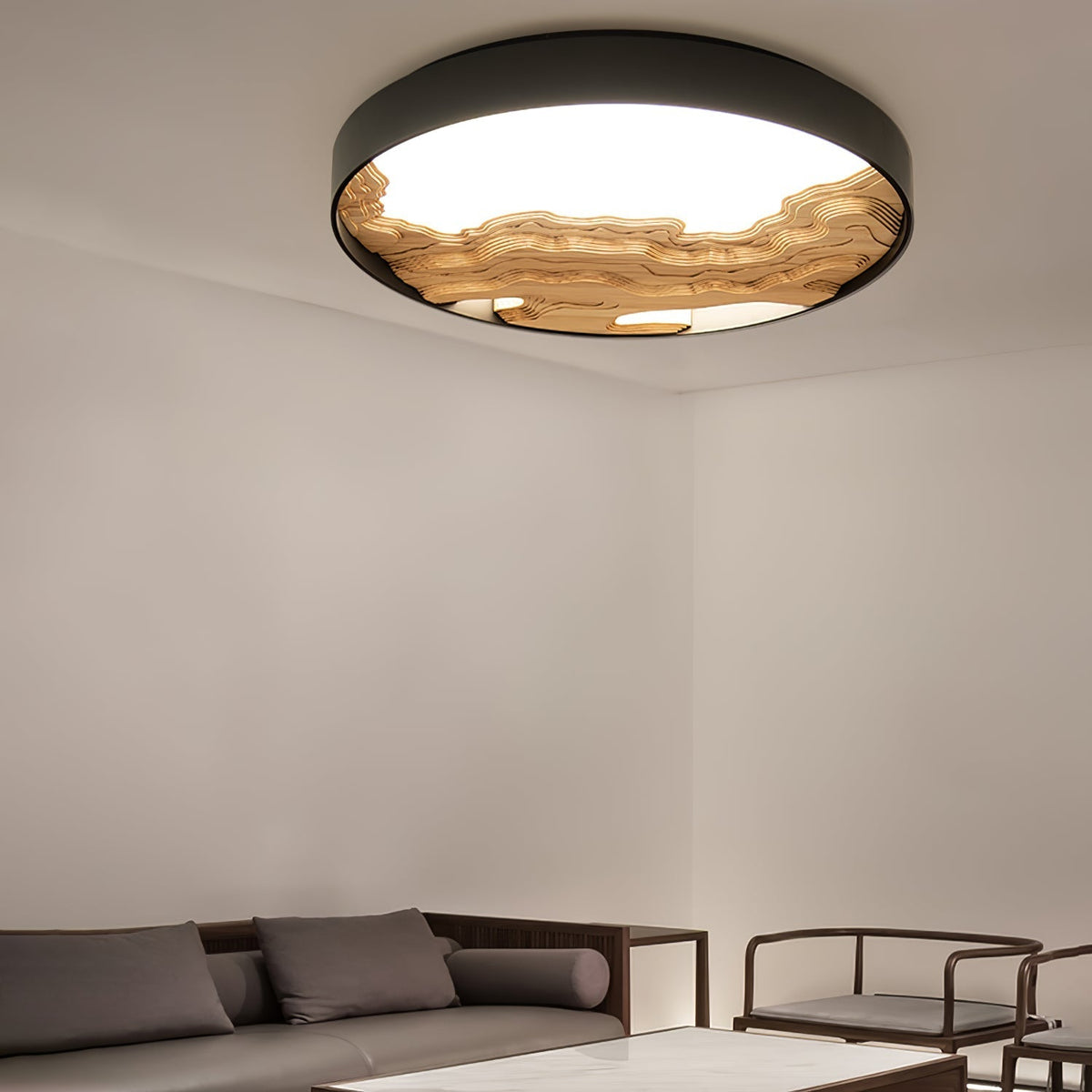 Rinaraine plafondlamp hout oosters natuurlijk