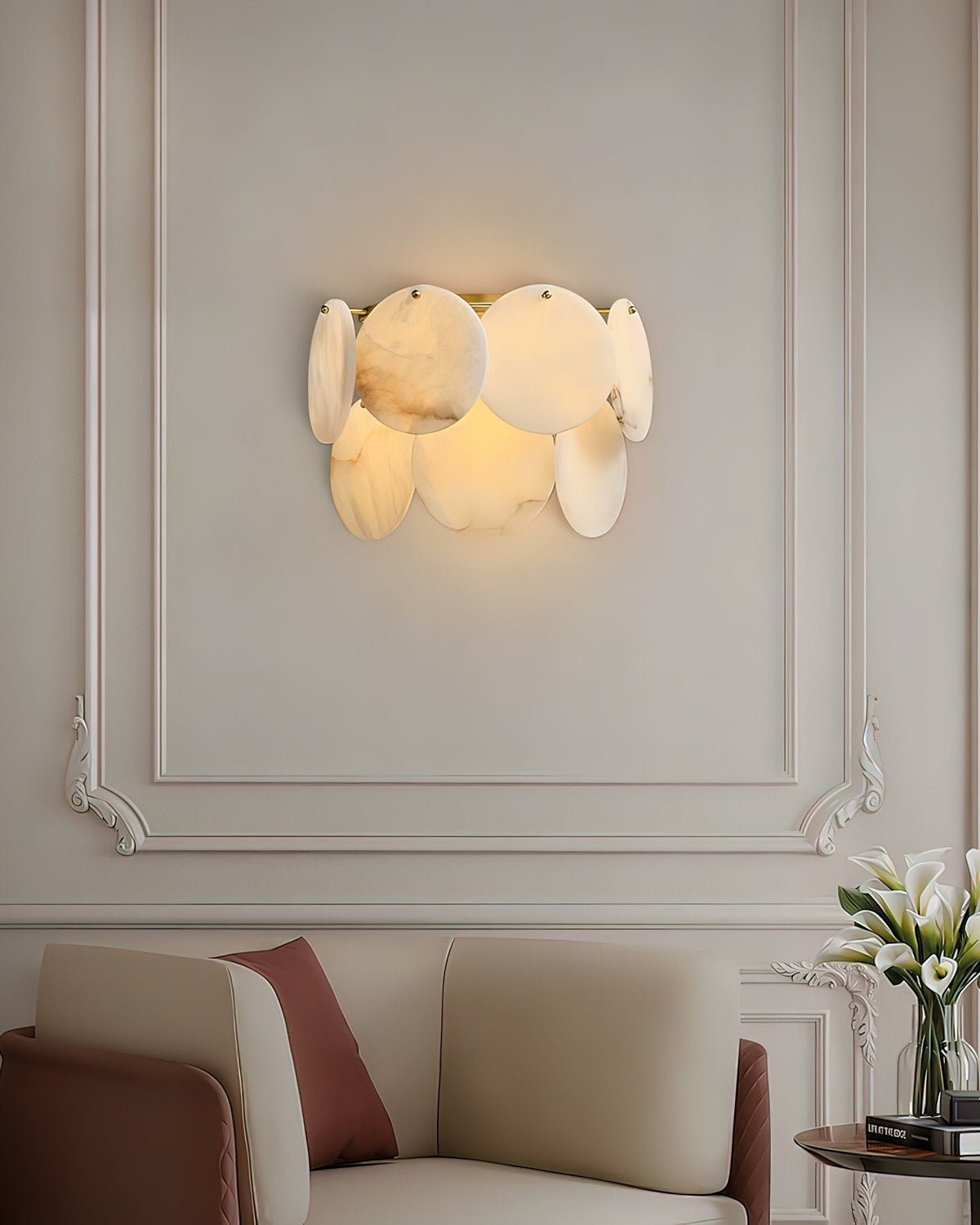 Avenlith wandlamp met overlappende albasten ronde schijven