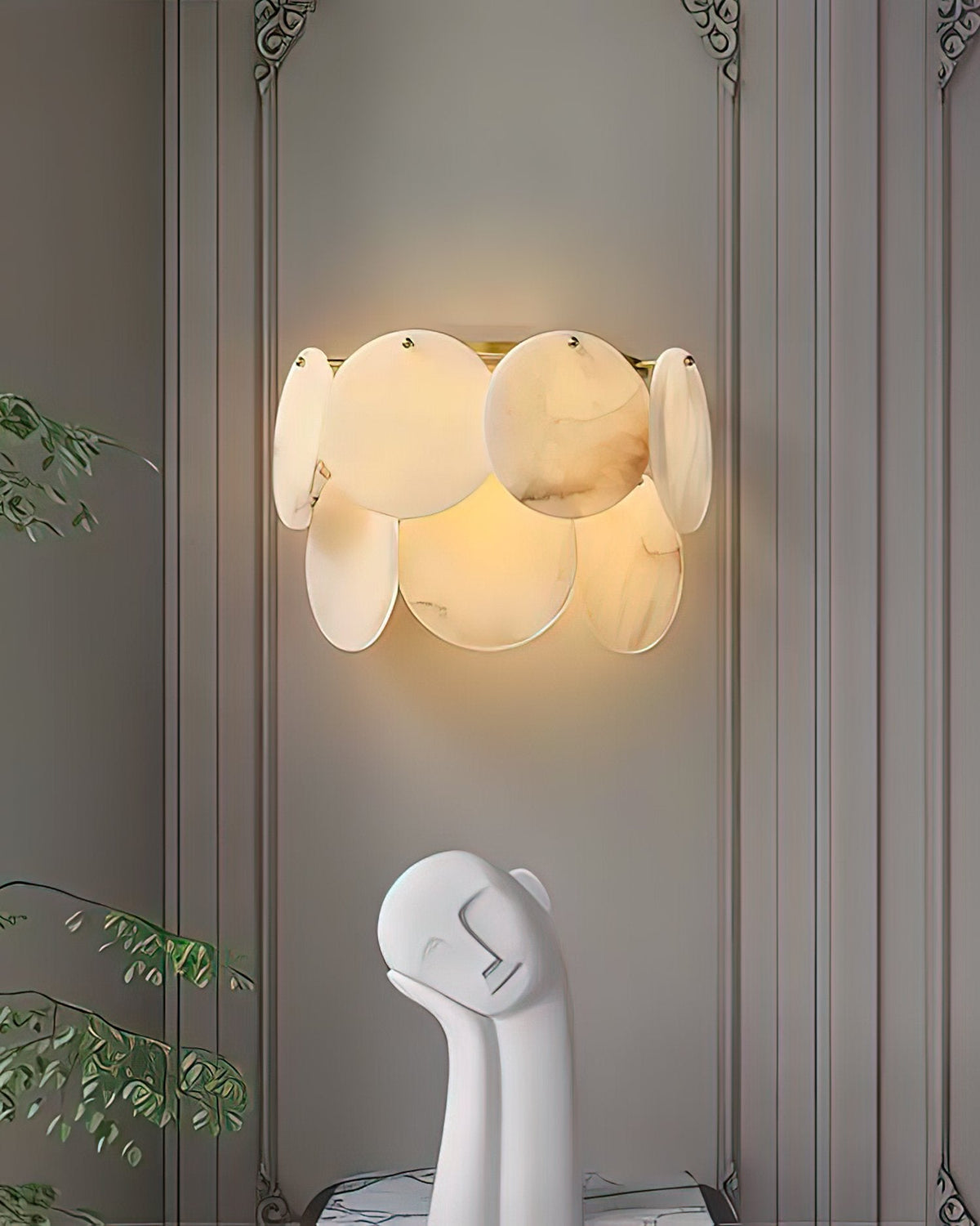 Avenlith wandlamp met overlappende albasten ronde schijven