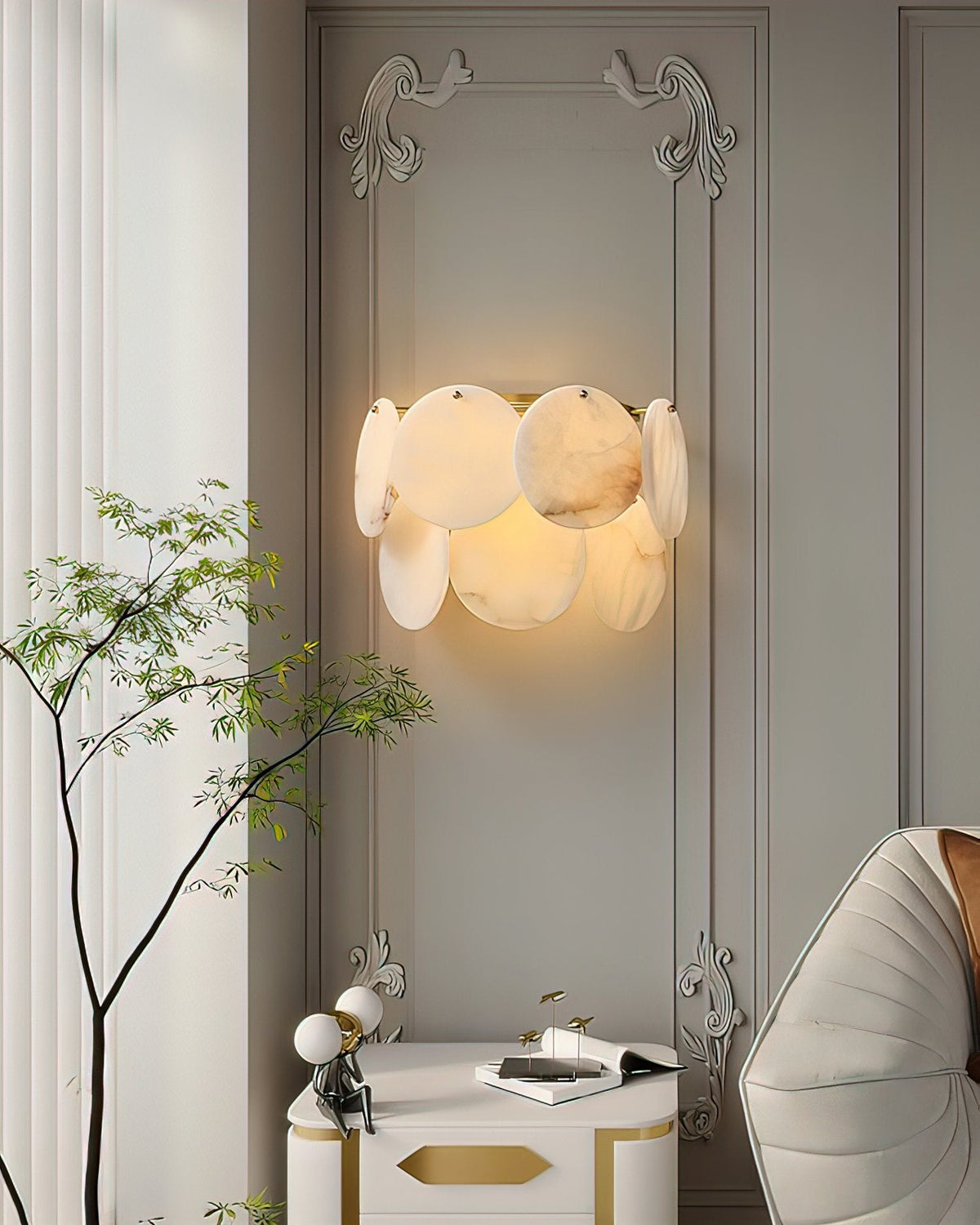 Avenlith wandlamp met overlappende albasten ronde schijven