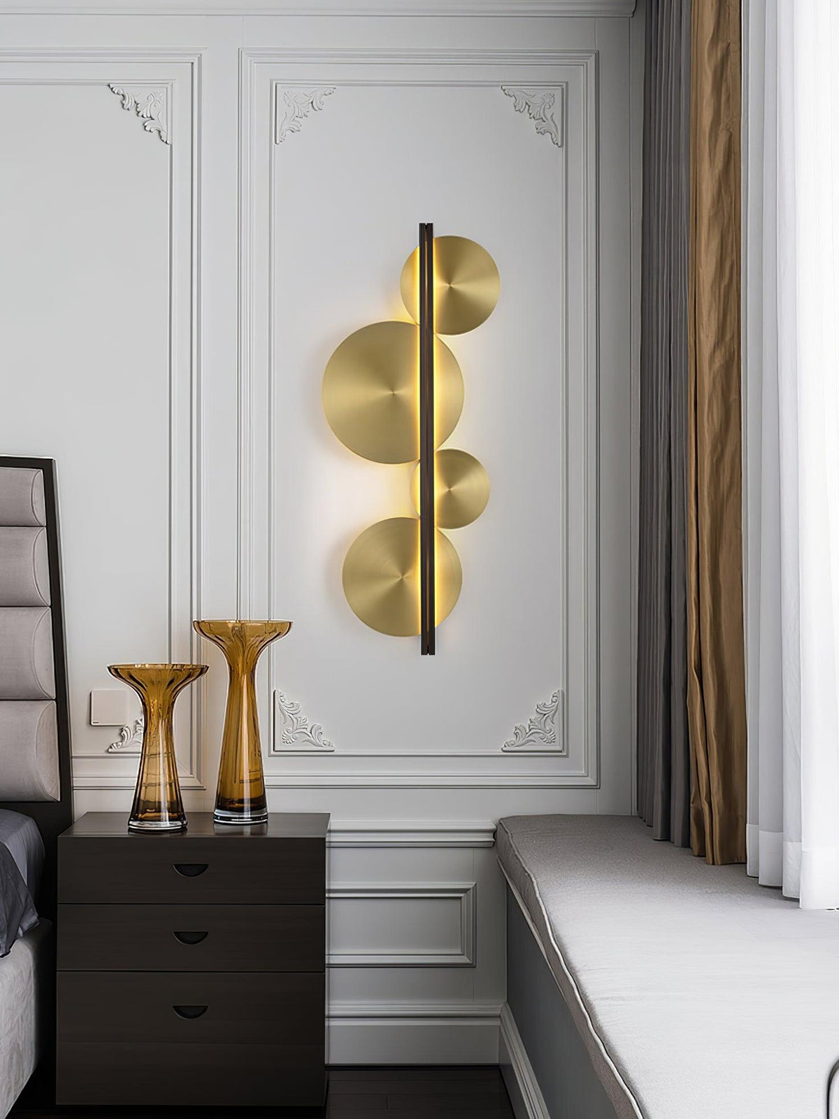 Oriivise wandlamp Goud Cirkelvormige Sculpturale