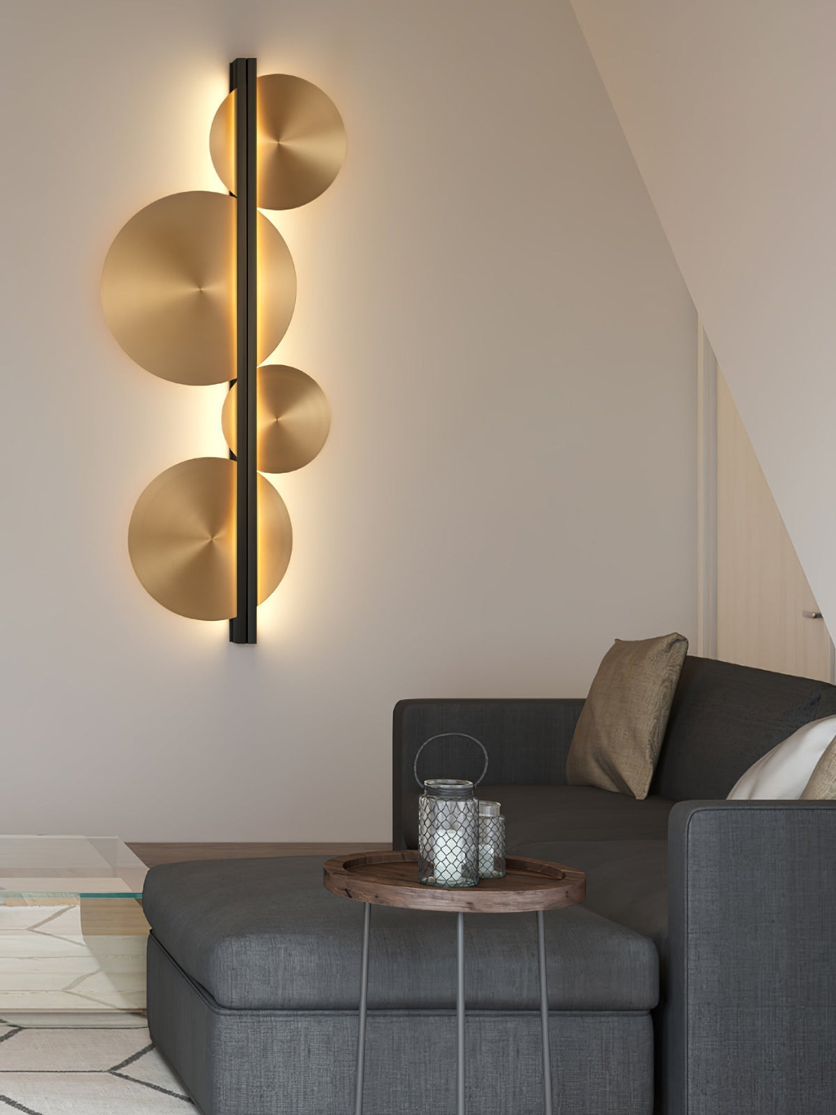 Oriivise wandlamp Goud Cirkelvormige Sculpturale