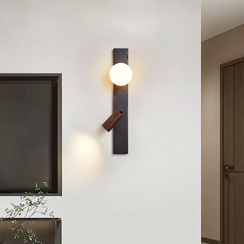 Nirv Balk Zwart Travertin modern Wandlamp