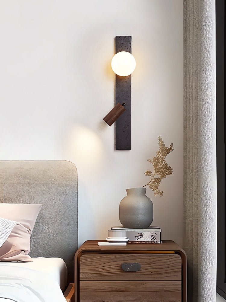 Nirv Balk Zwart Travertin modern Wandlamp