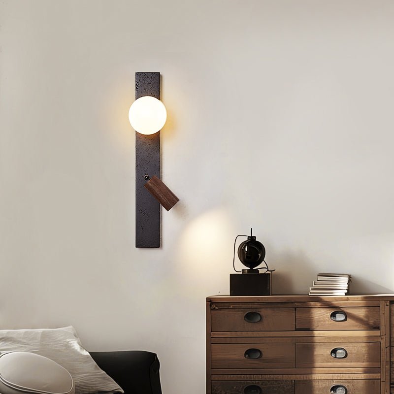 Nirv Balk Zwart Travertin modern Wandlamp