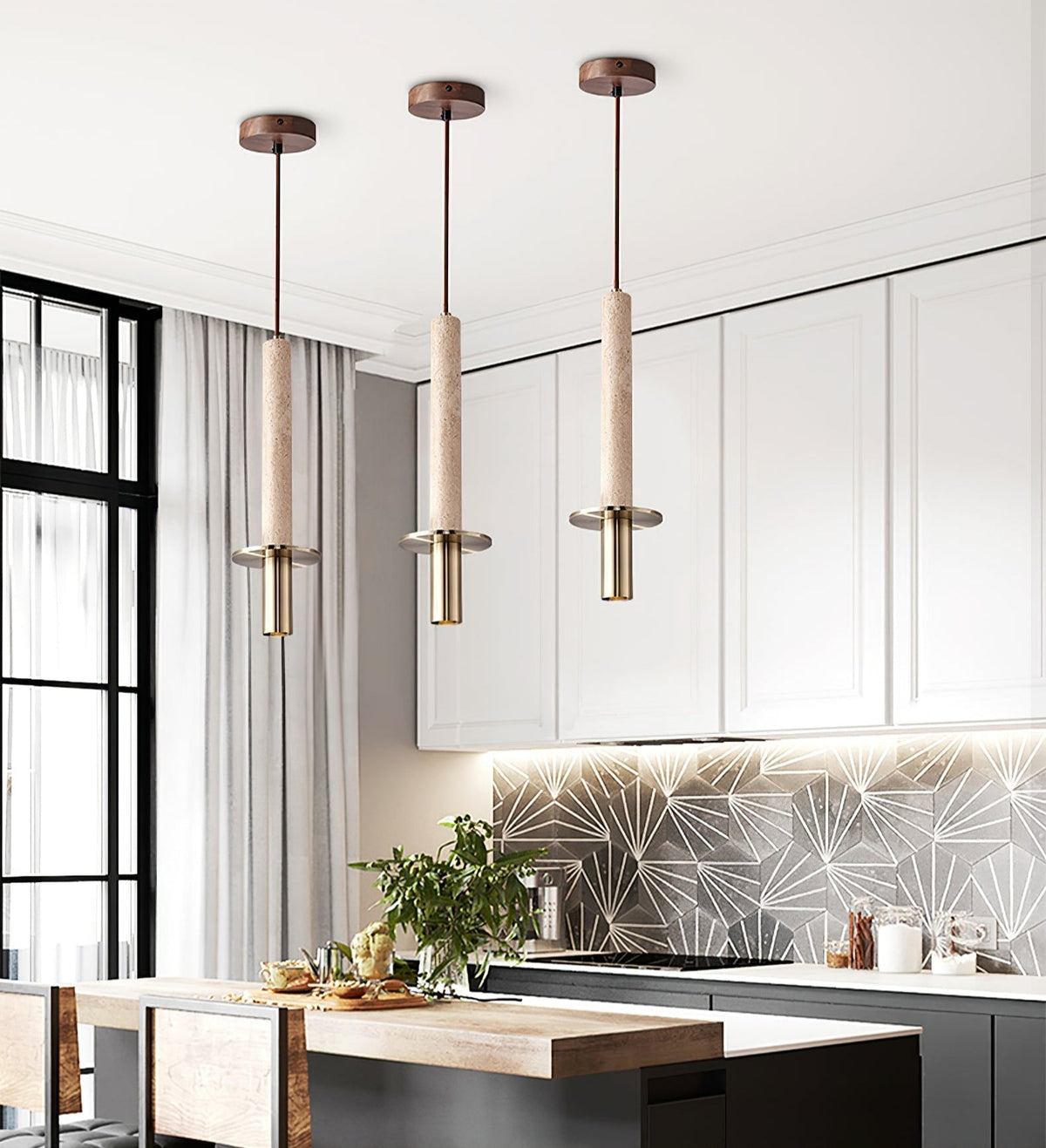 Valanise Dual Cylinder travertin hanglamp