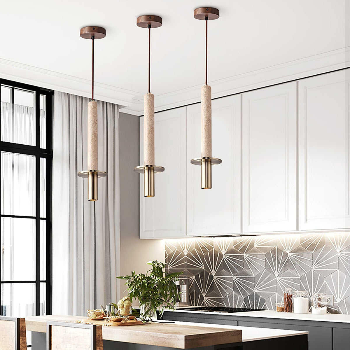Valanise Dual Cylinder travertin hanglamp