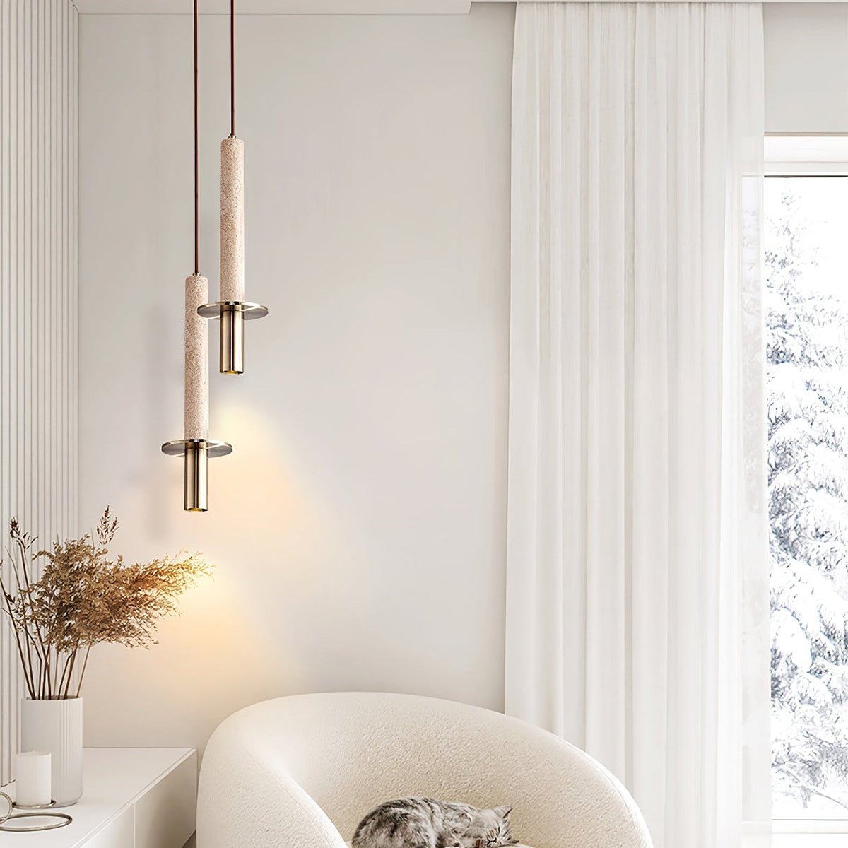 Valanise Dual Cylinder travertin hanglamp