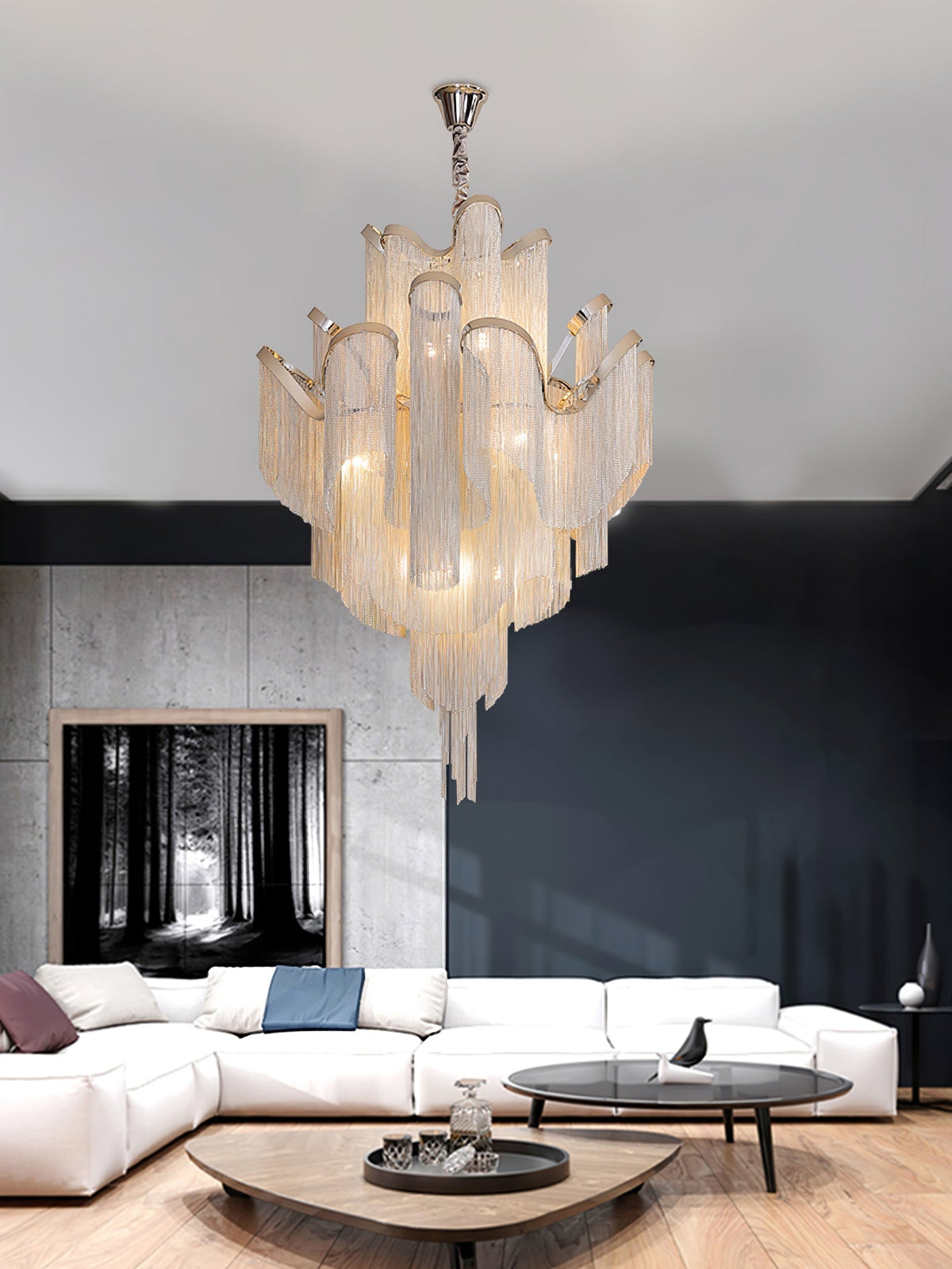 Lustra hanglamp Stream ketting nikkel