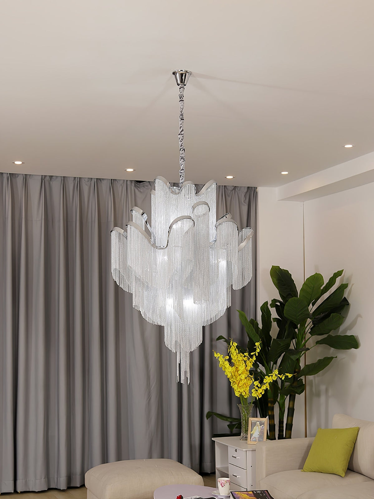 Lustra hanglamp Stream ketting nikkel