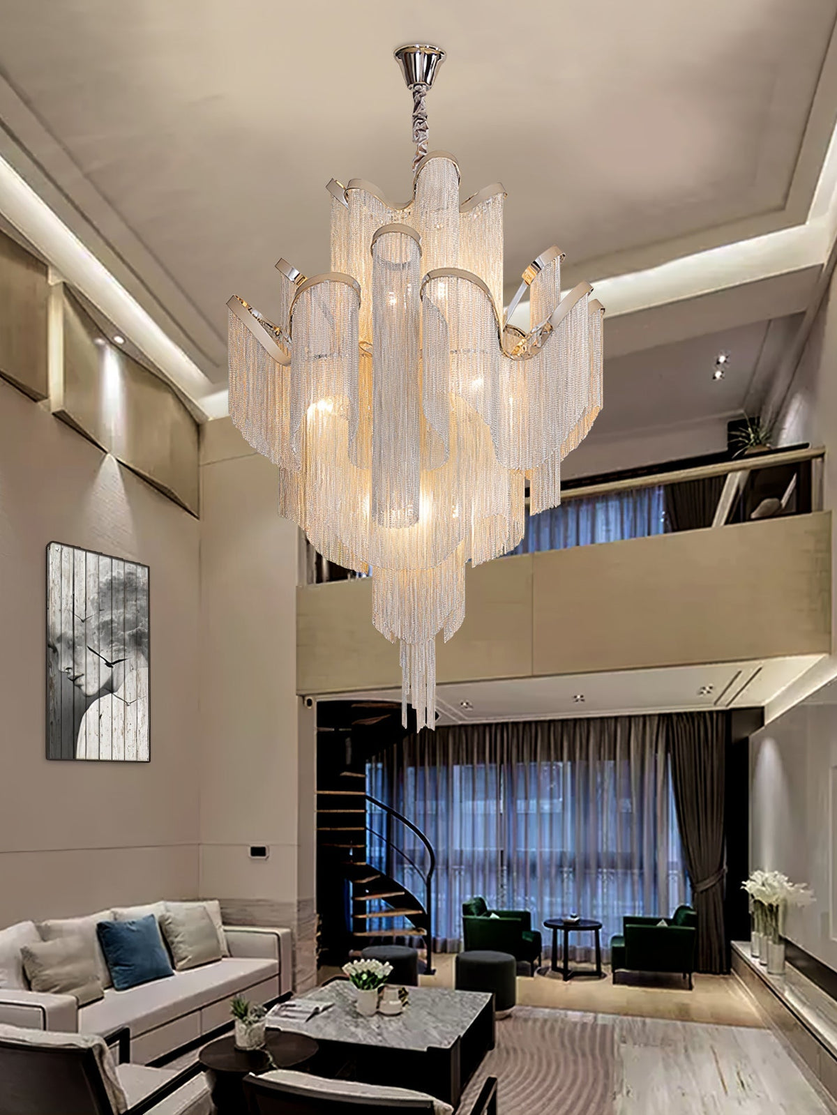 Lustra hanglamp Stream ketting nikkel