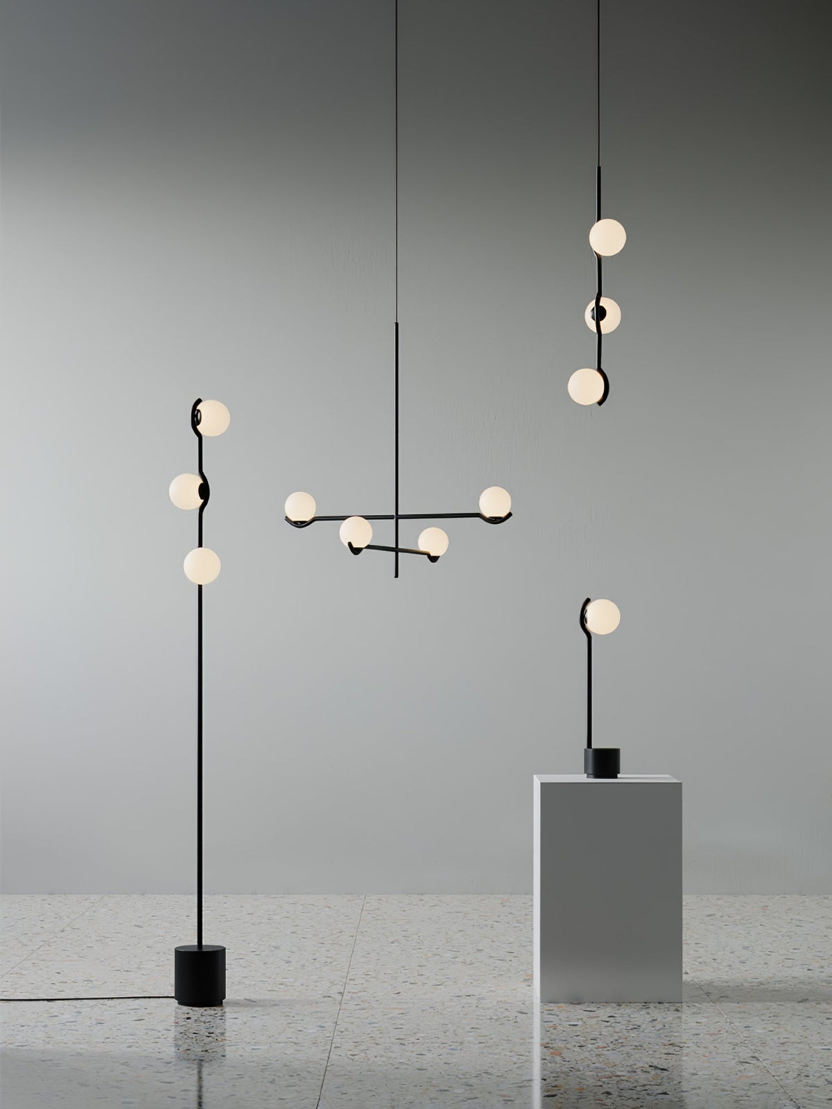 Elvian Kroonluchter Witte bollen messing Minimalistisch