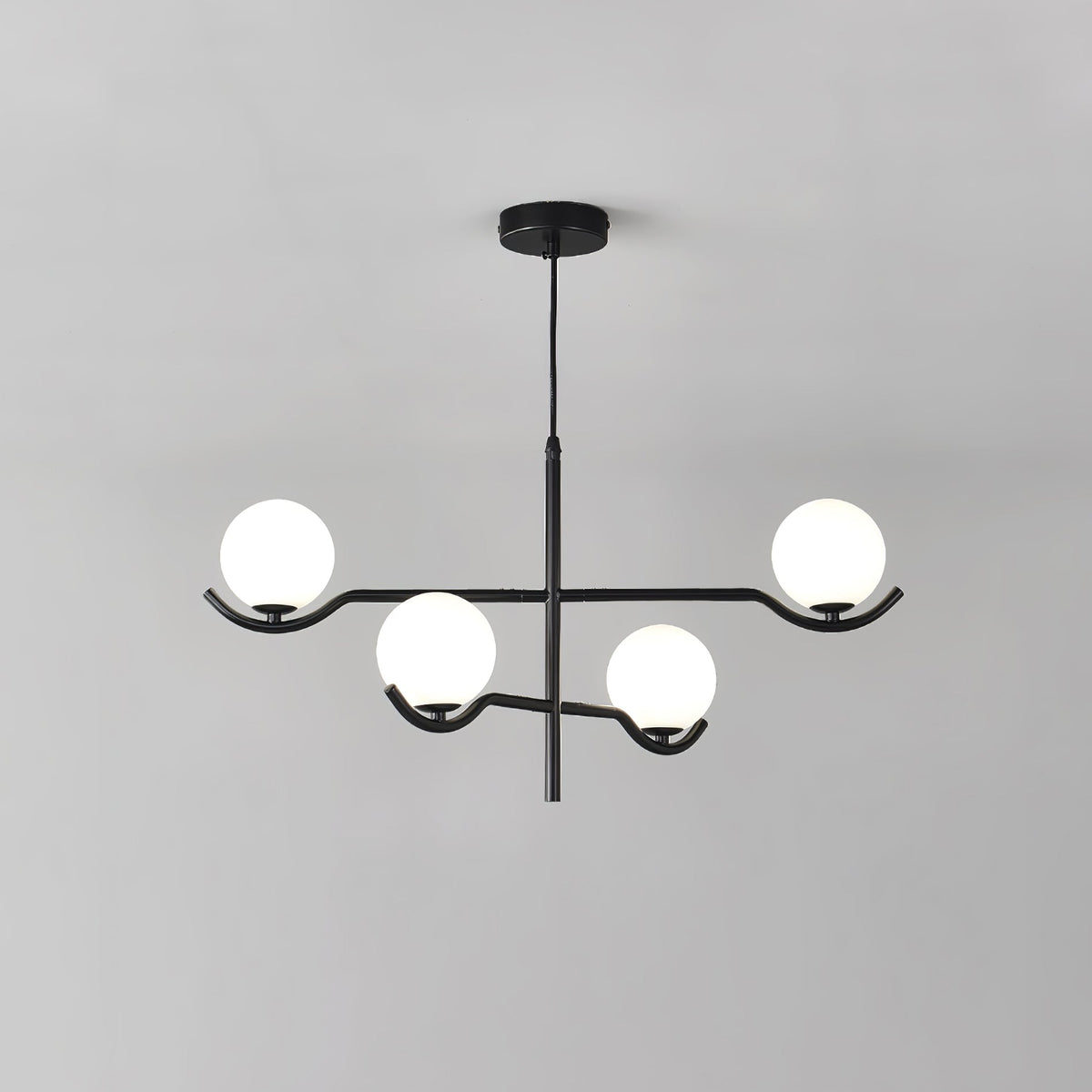 Elvian Kroonluchter Witte bollen messing Minimalistisch
