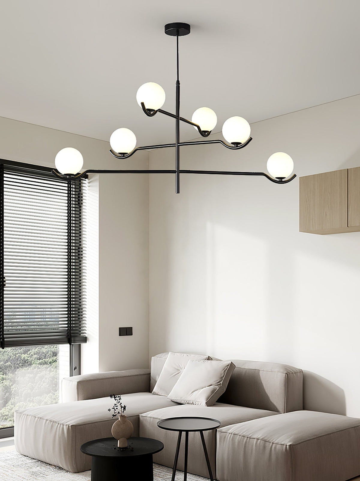 Elvian Kroonluchter Witte bollen messing Minimalistisch