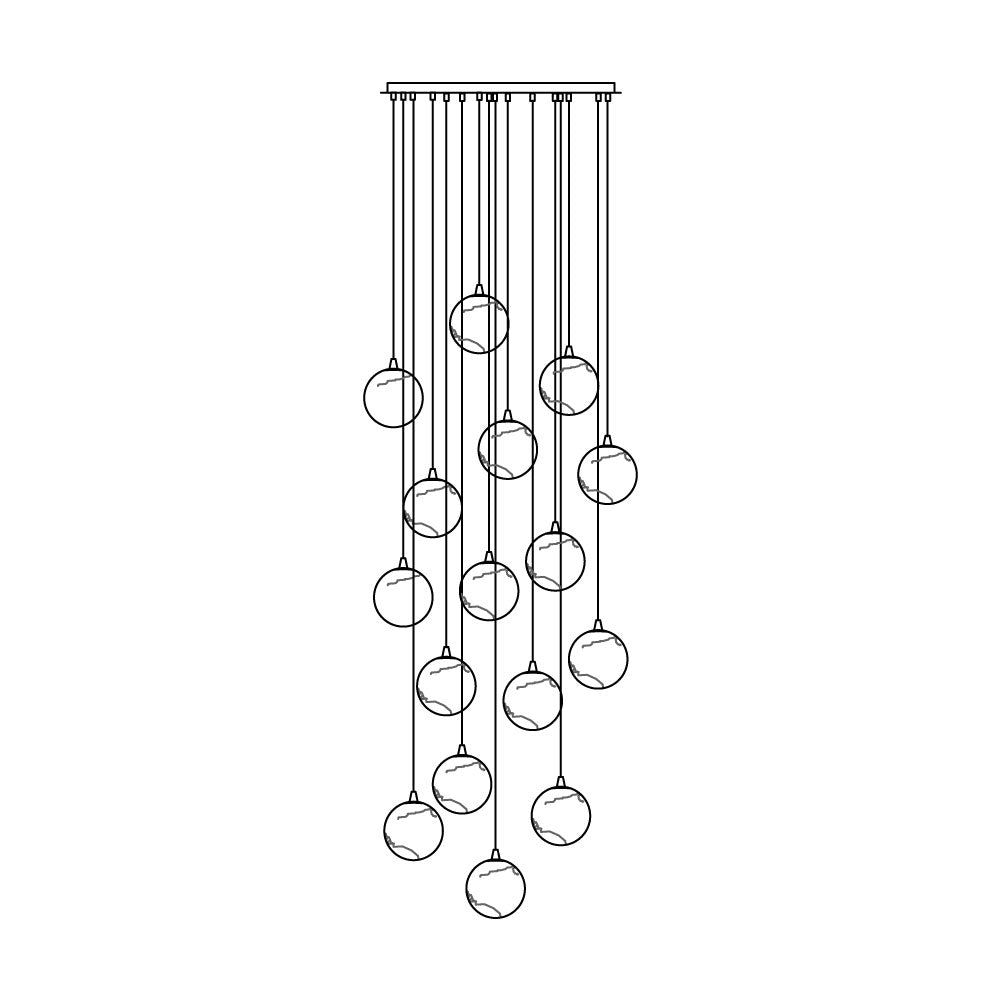 Sultana kroonluchter albast Cluster Orb Cascade