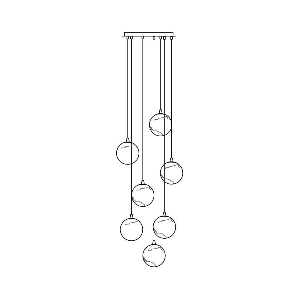 Sultana kroonluchter albast Cluster Orb Cascade