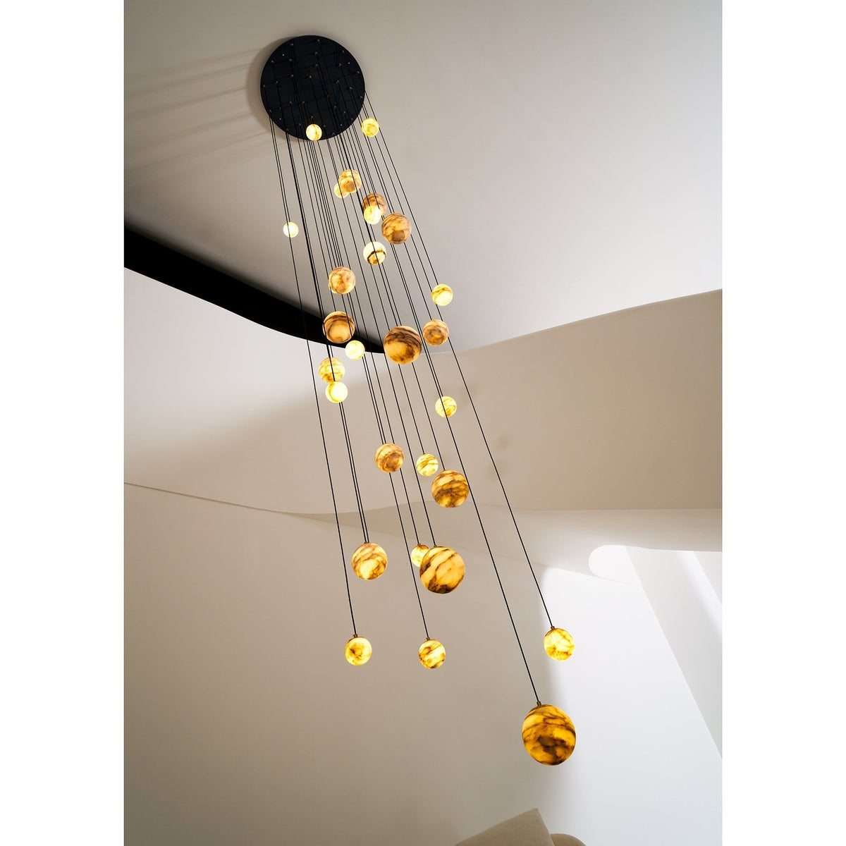 Sultana kroonluchter albast Cluster Orb Cascade