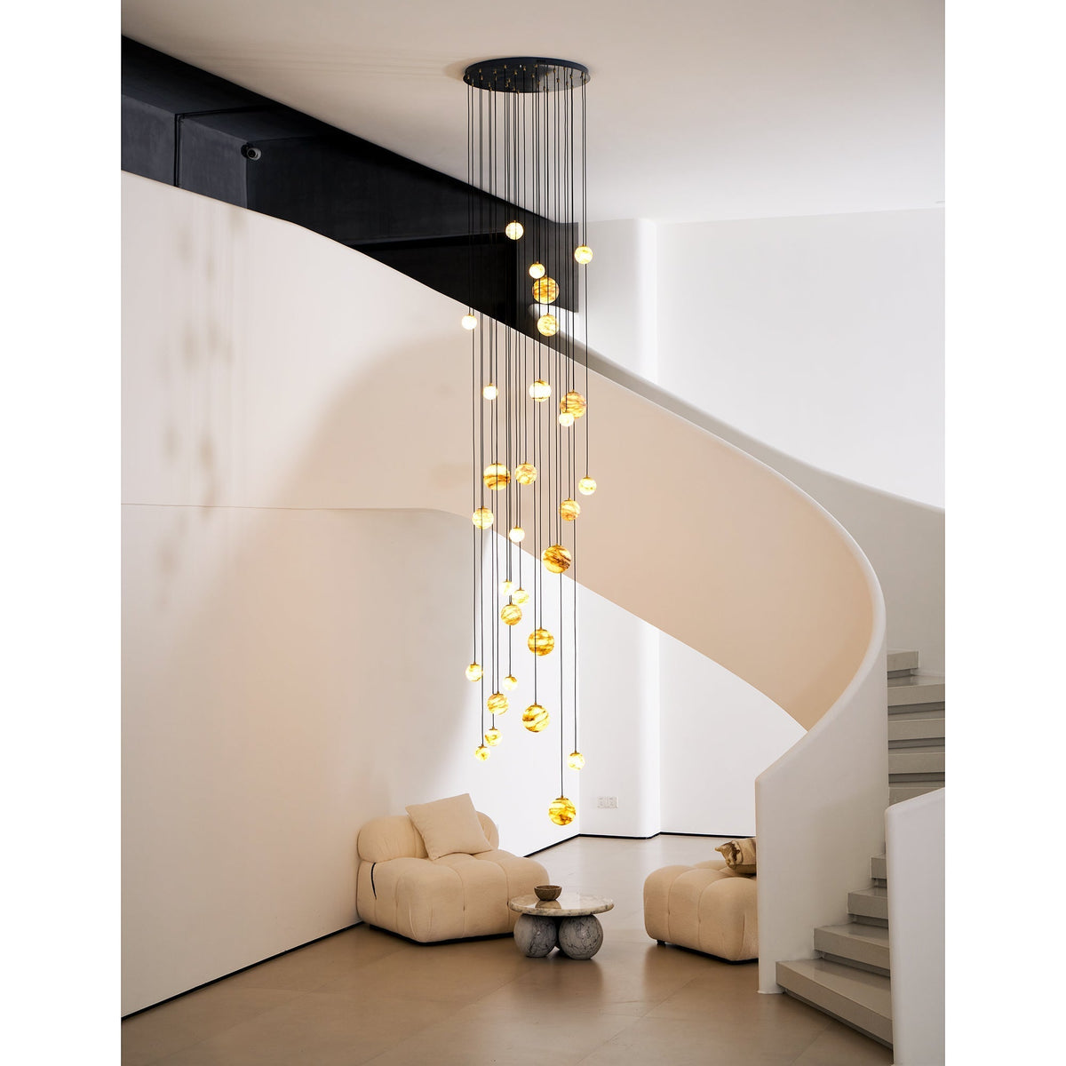 Sultana kroonluchter albast Cluster Orb Cascade