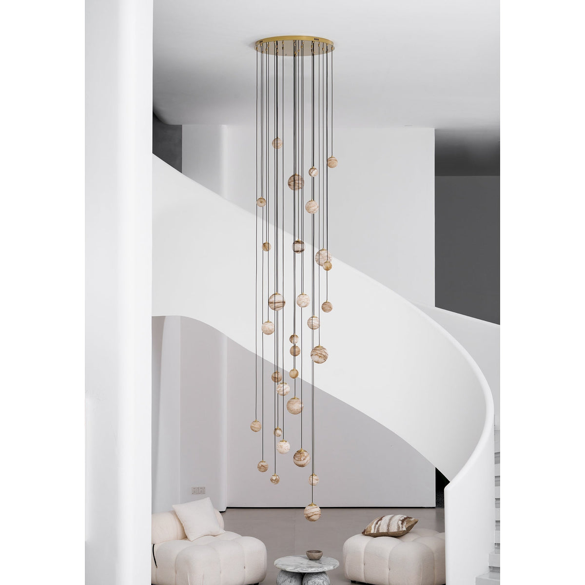 Sultana kroonluchter albast Cluster Orb Cascade
