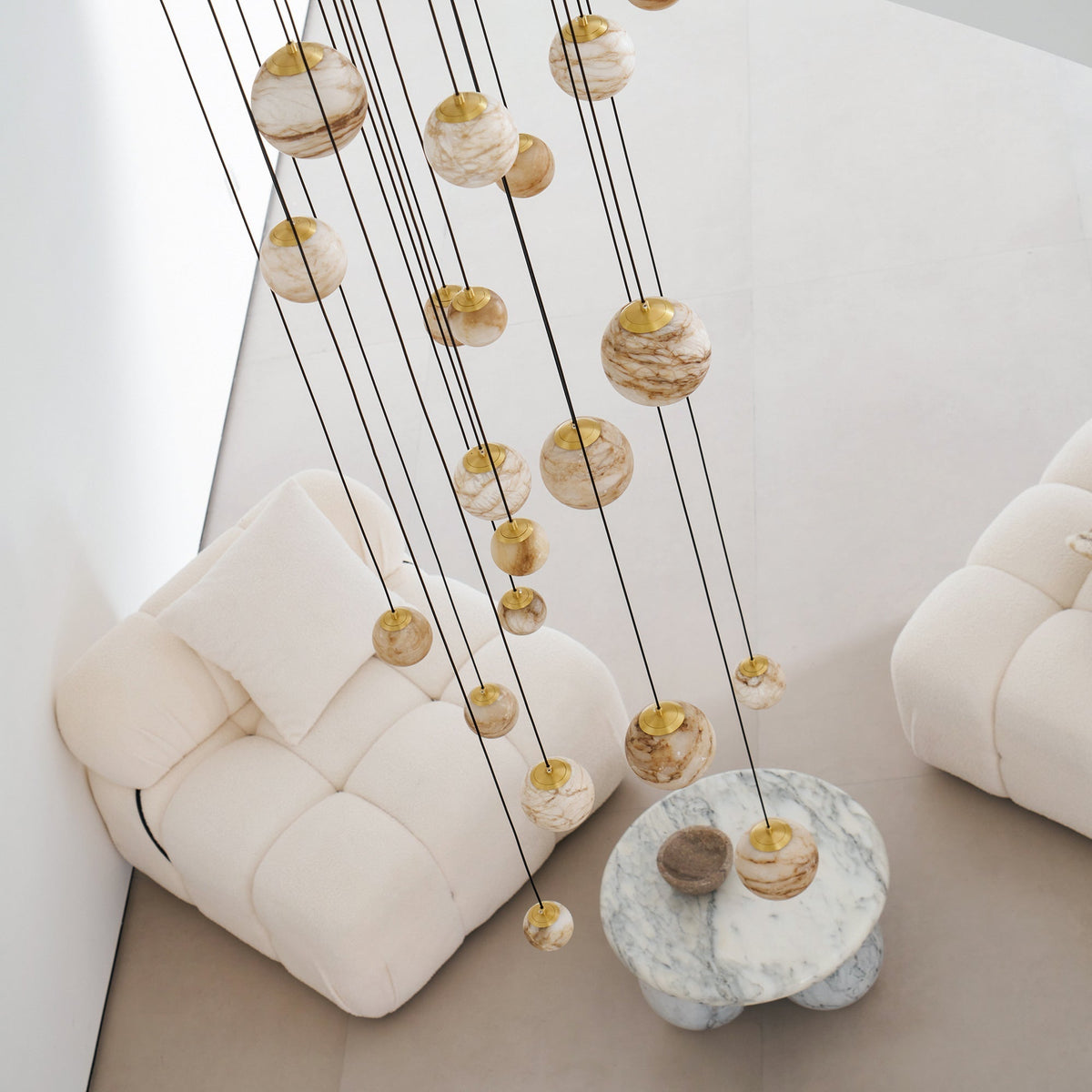 Sultana kroonluchter albast Cluster Orb Cascade