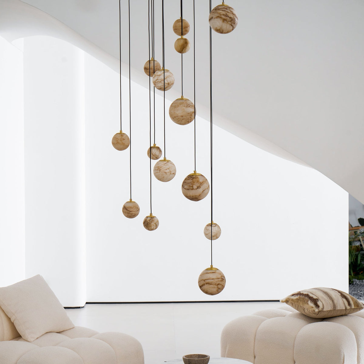 Sultana kroonluchter albast Cluster Orb Cascade
