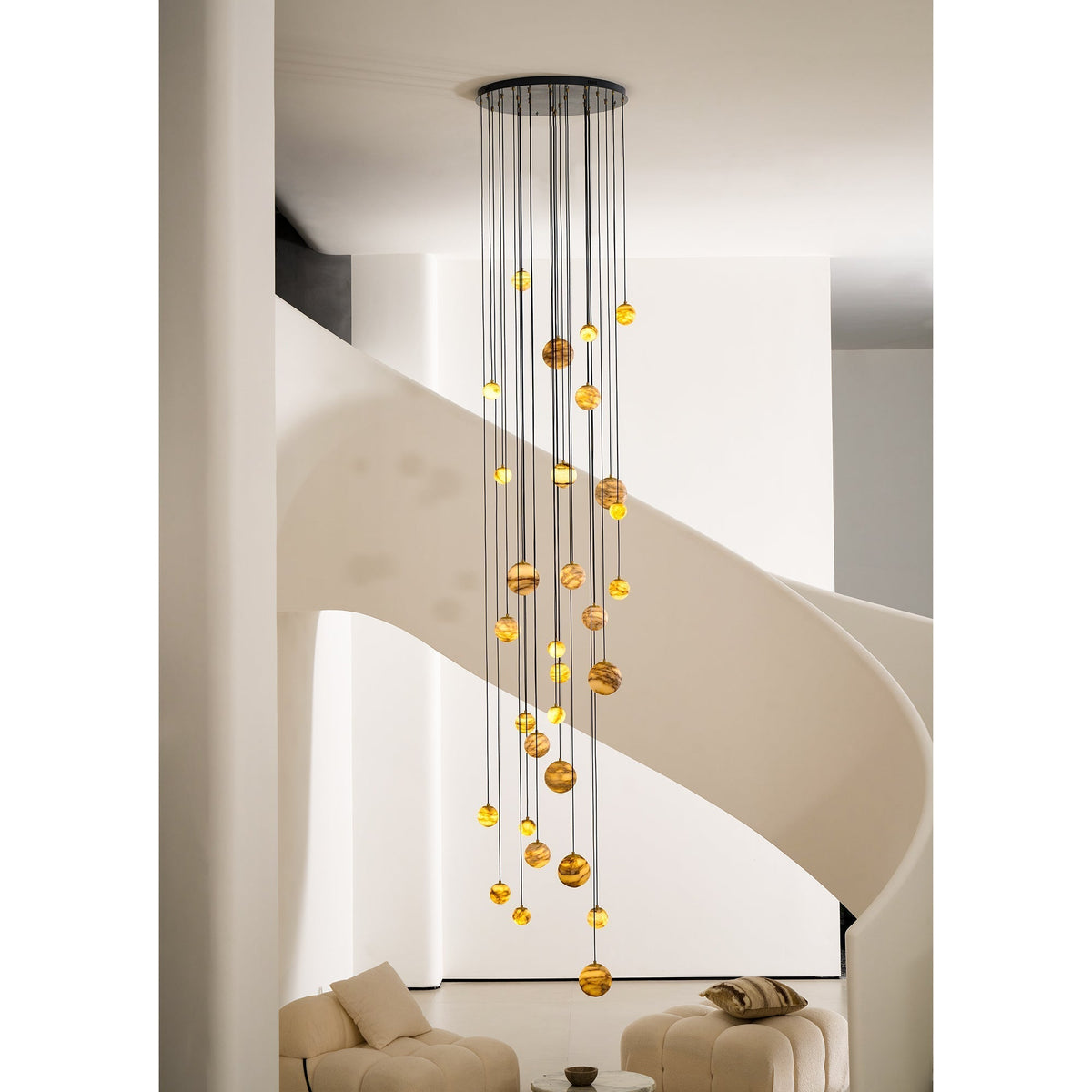Sultana kroonluchter albast Cluster Orb Cascade
