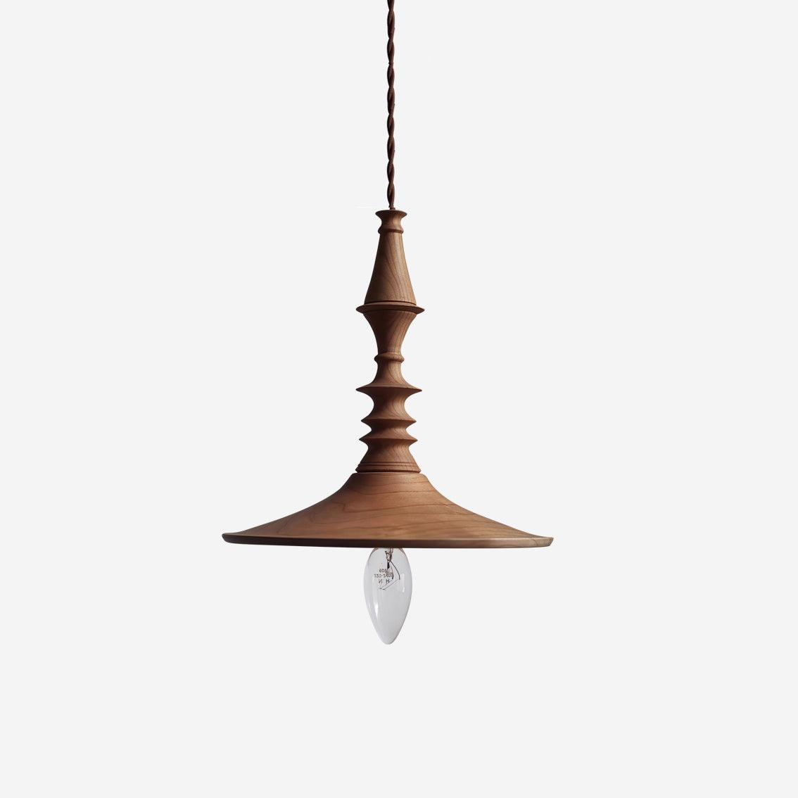 Tessira hanglamp van walnoothout met industriële stijl