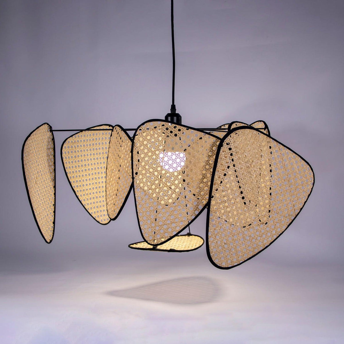 Ariinora hanglamp met rotan en swag industriële stijl