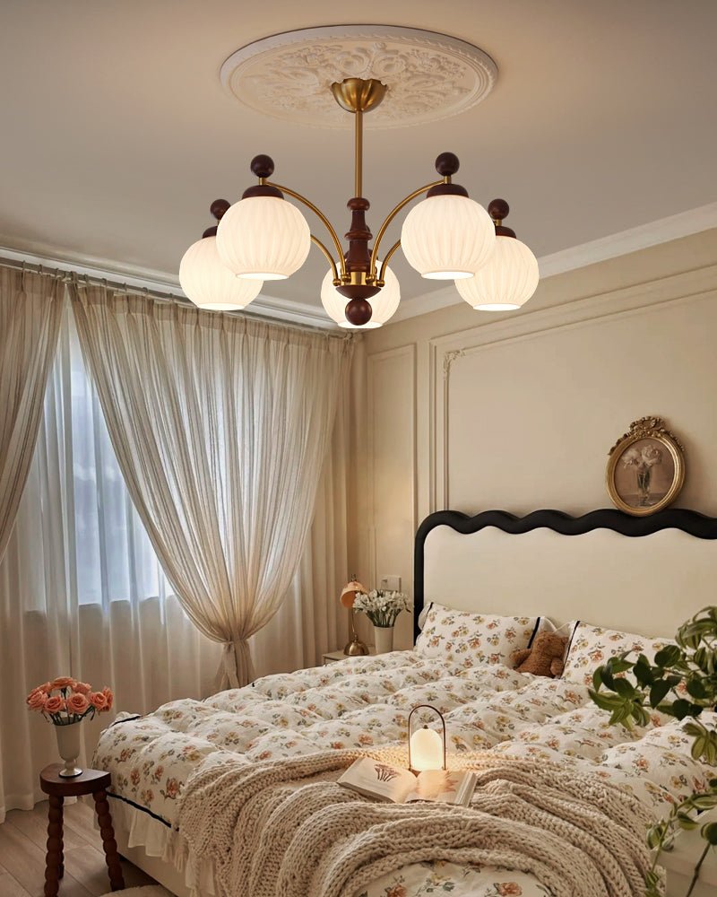 Vedoror Traditionele Klassieke Orb Houten glas Kroonluchter