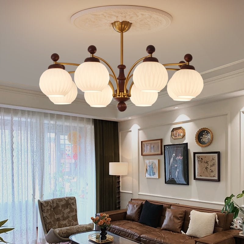 Vedoror Traditionele Klassieke Orb Houten glas Kroonluchter