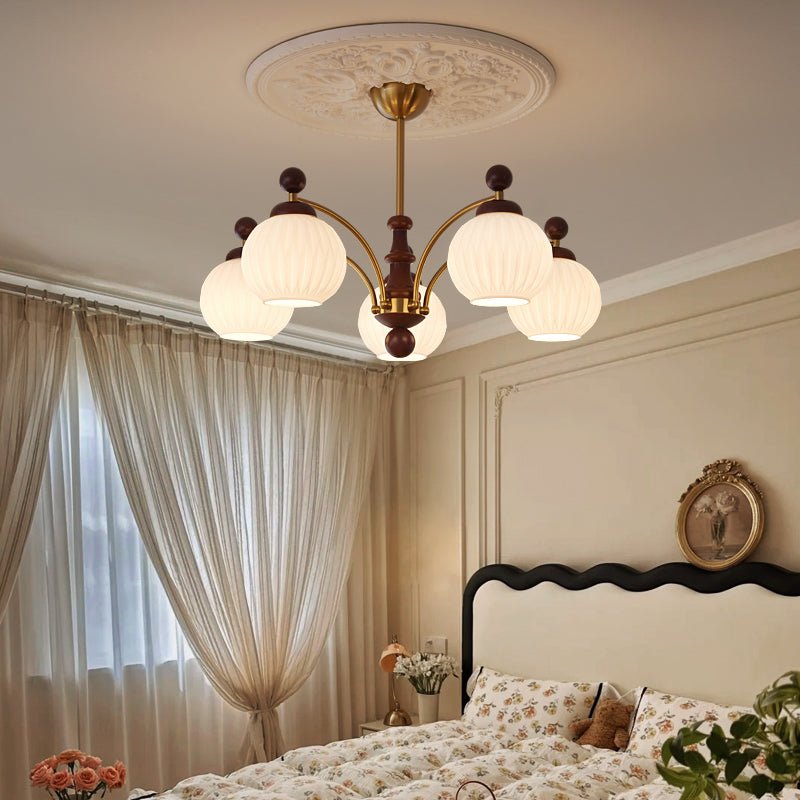 Vedoror Traditionele Klassieke Orb Houten glas Kroonluchter
