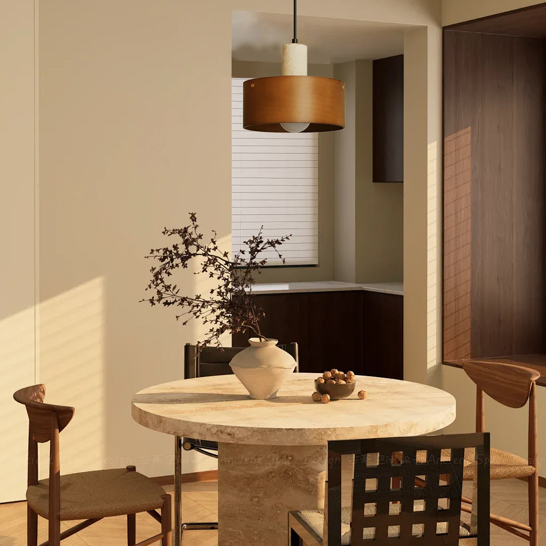 Orelorise hanglamp in walnootkleur en beige