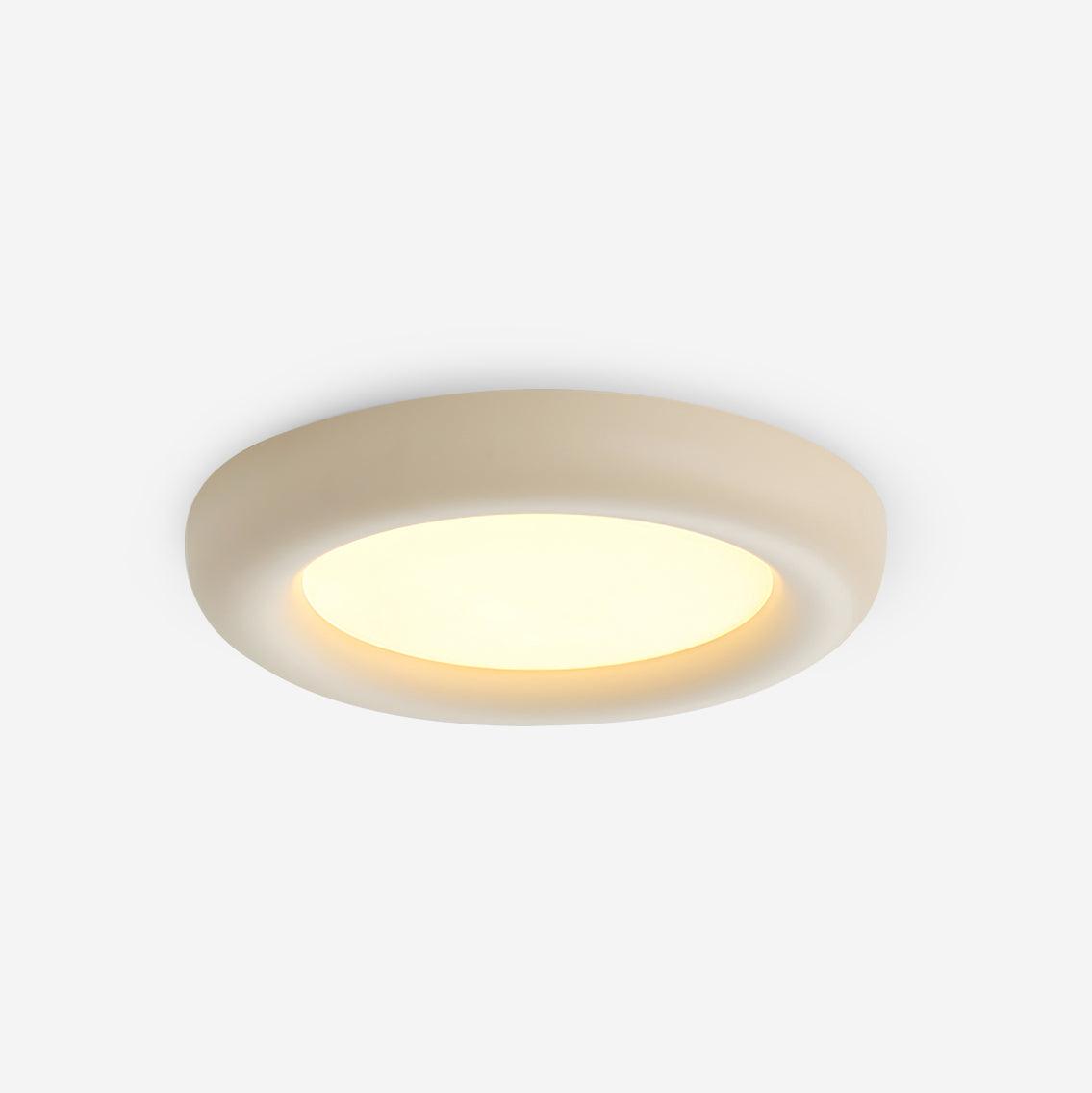 Minimalistische vlakke plafondlamp met acrylkap in beige