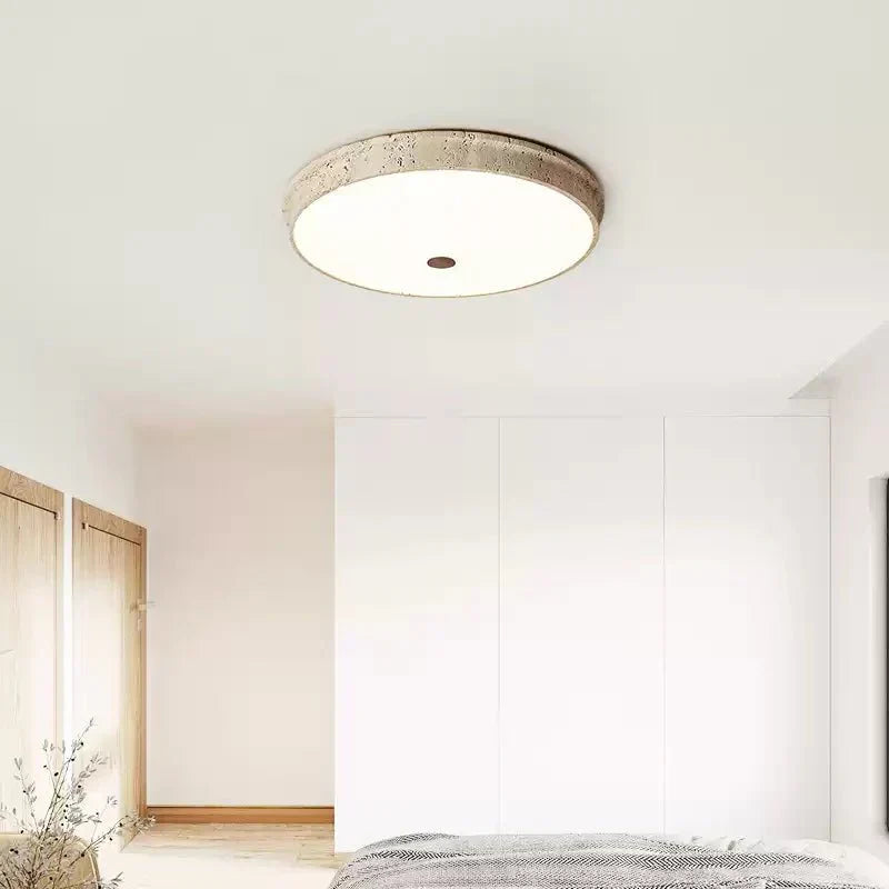 Seriraine plafondlamp met geel travertin