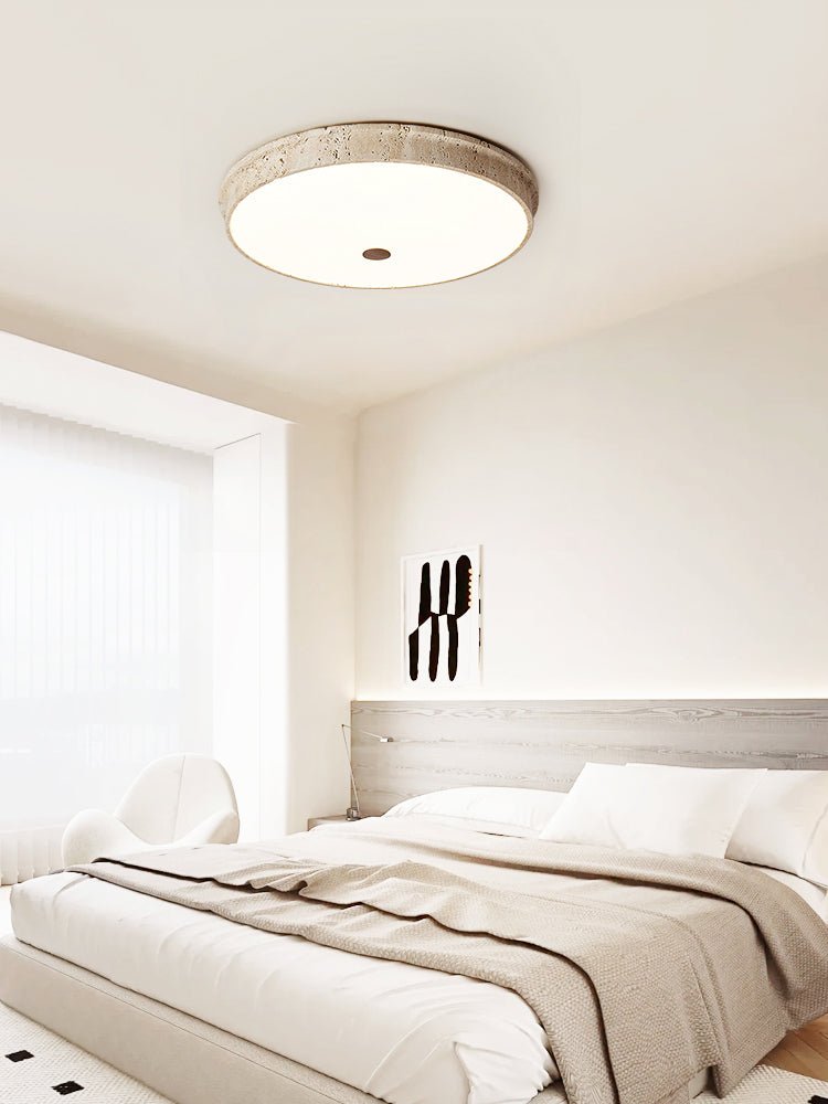 Seriraine plafondlamp met geel travertin