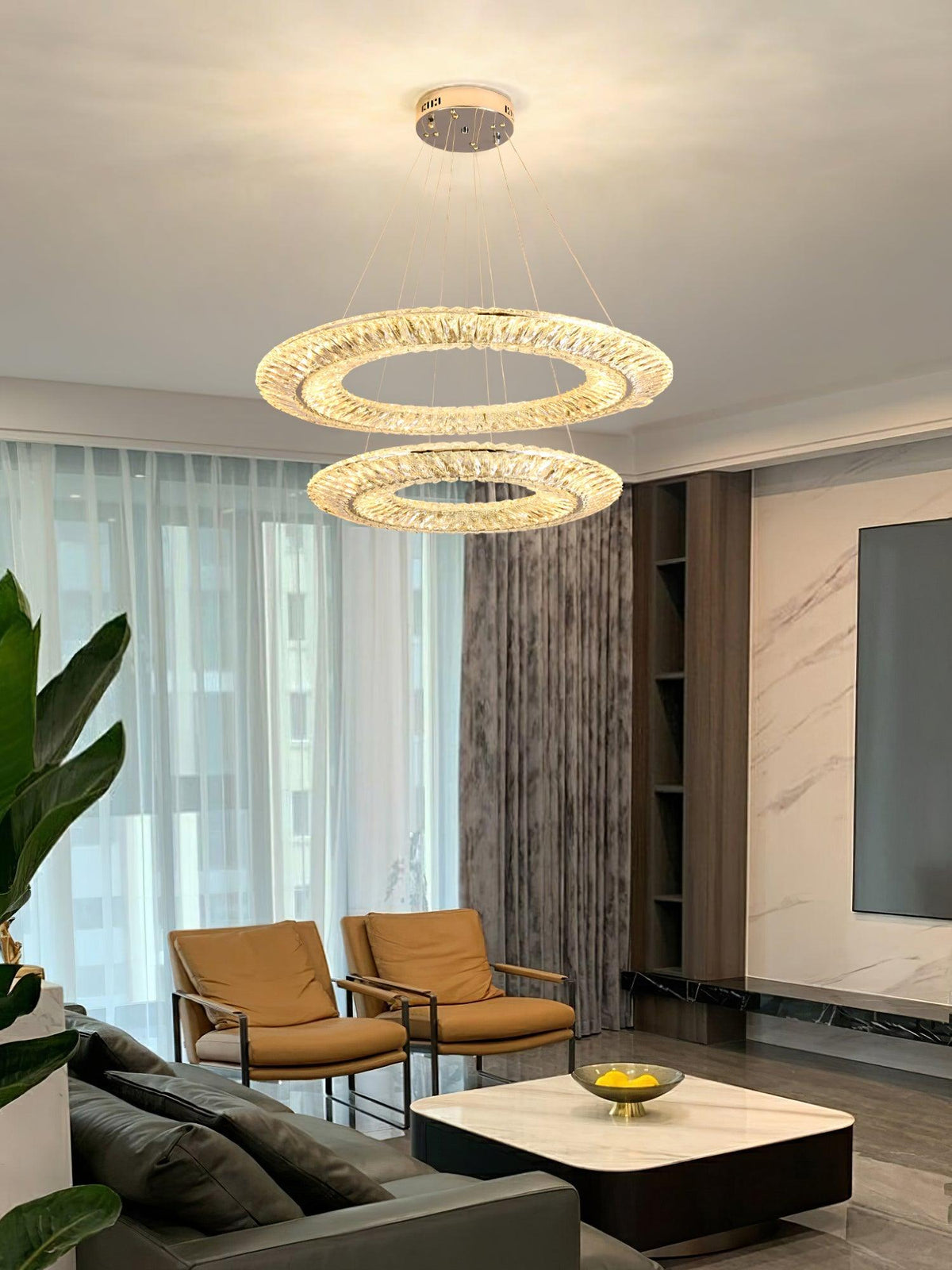 Tev Geometric kroonluchter met kristallen LED elegant
