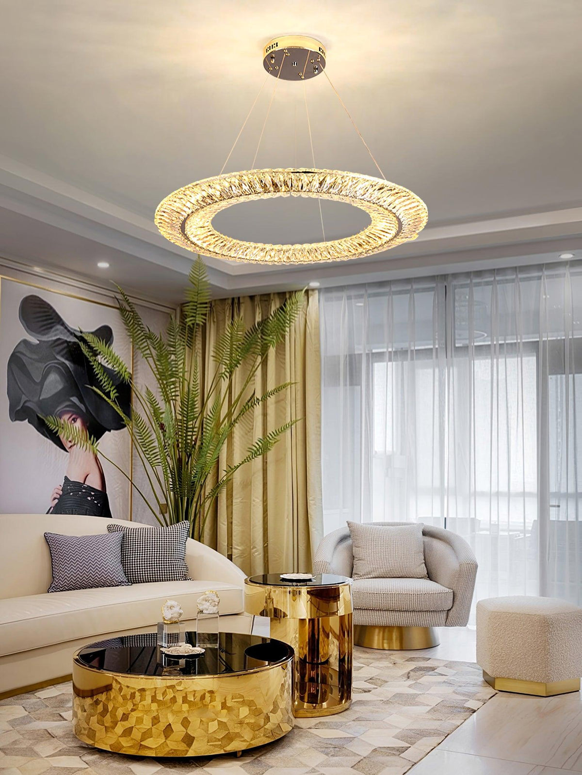Tev Geometric kroonluchter met kristallen LED elegant
