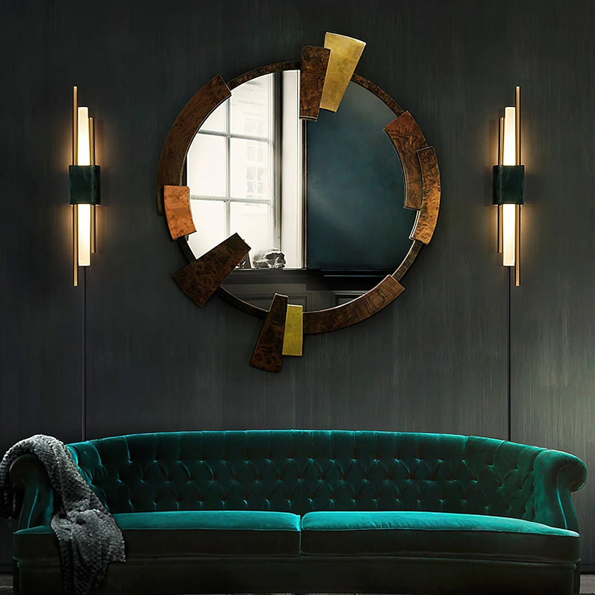 Evely Premium Noordse kunst wandlamp met marmer, met stekker