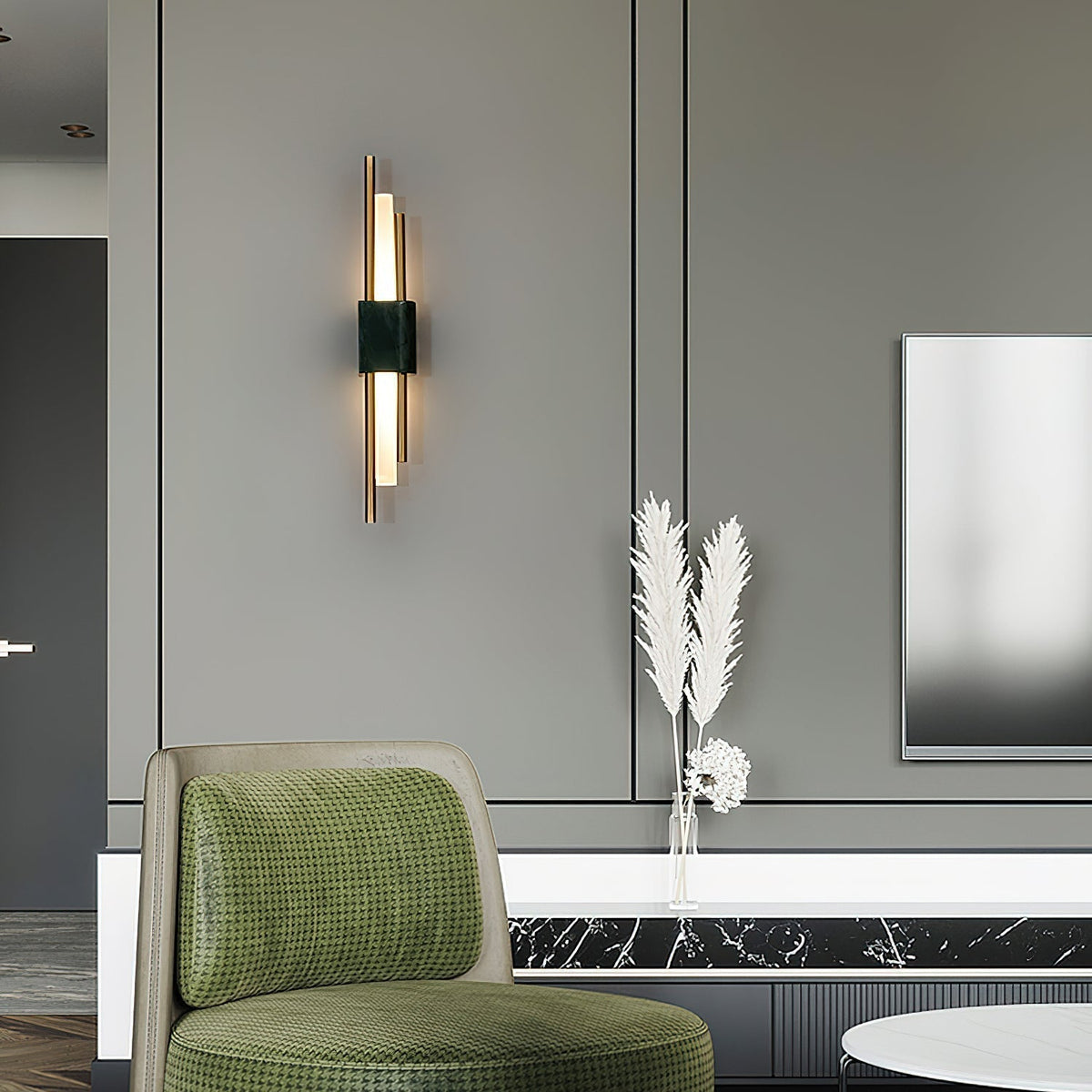 Evely Premium Noordse kunst wandlamp met marmer, met stekker