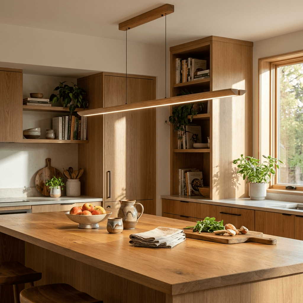 Alderine lineaire hanglamp van walnoothout